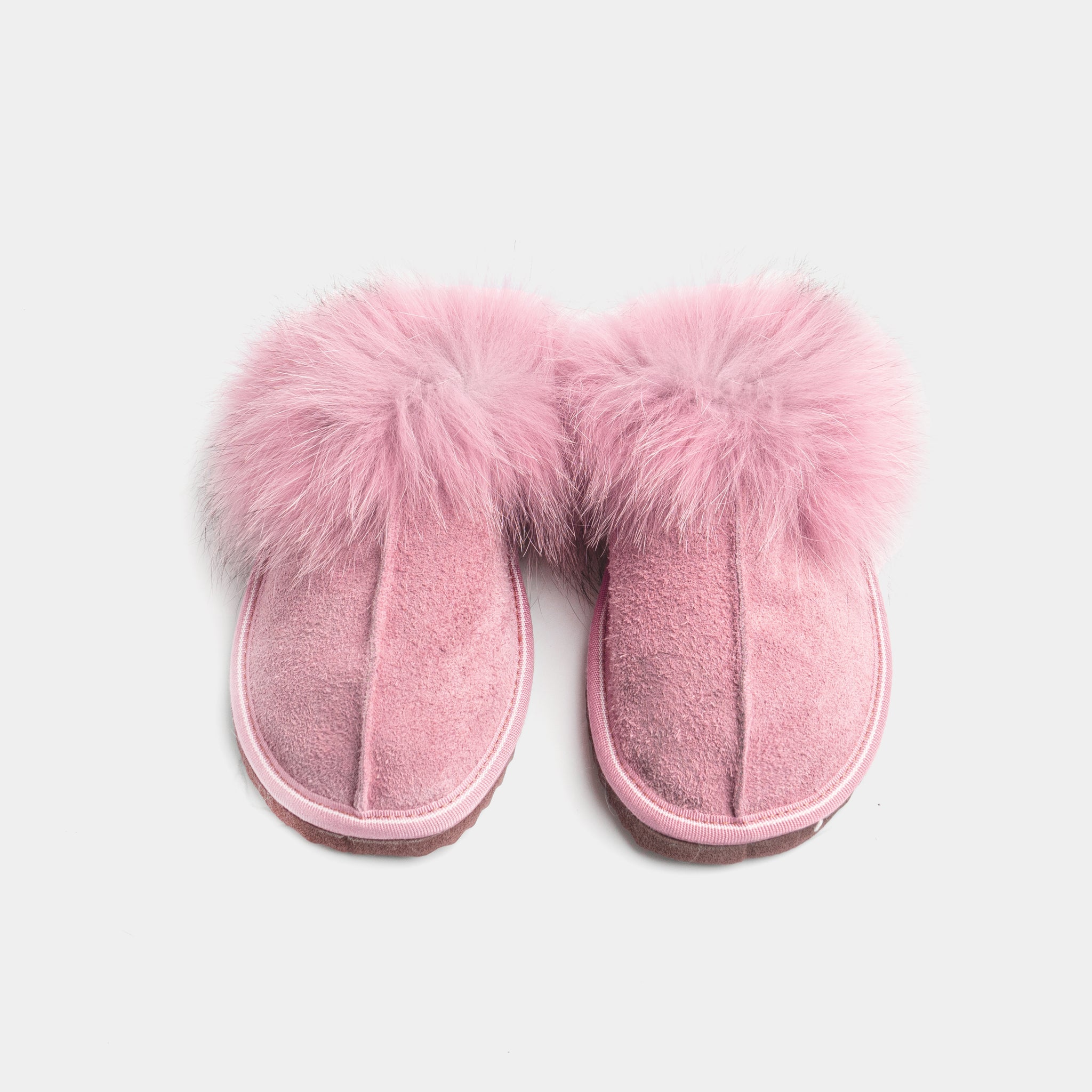 Cervinia - Closed suede slipper with Sheepskin and Pink Fox