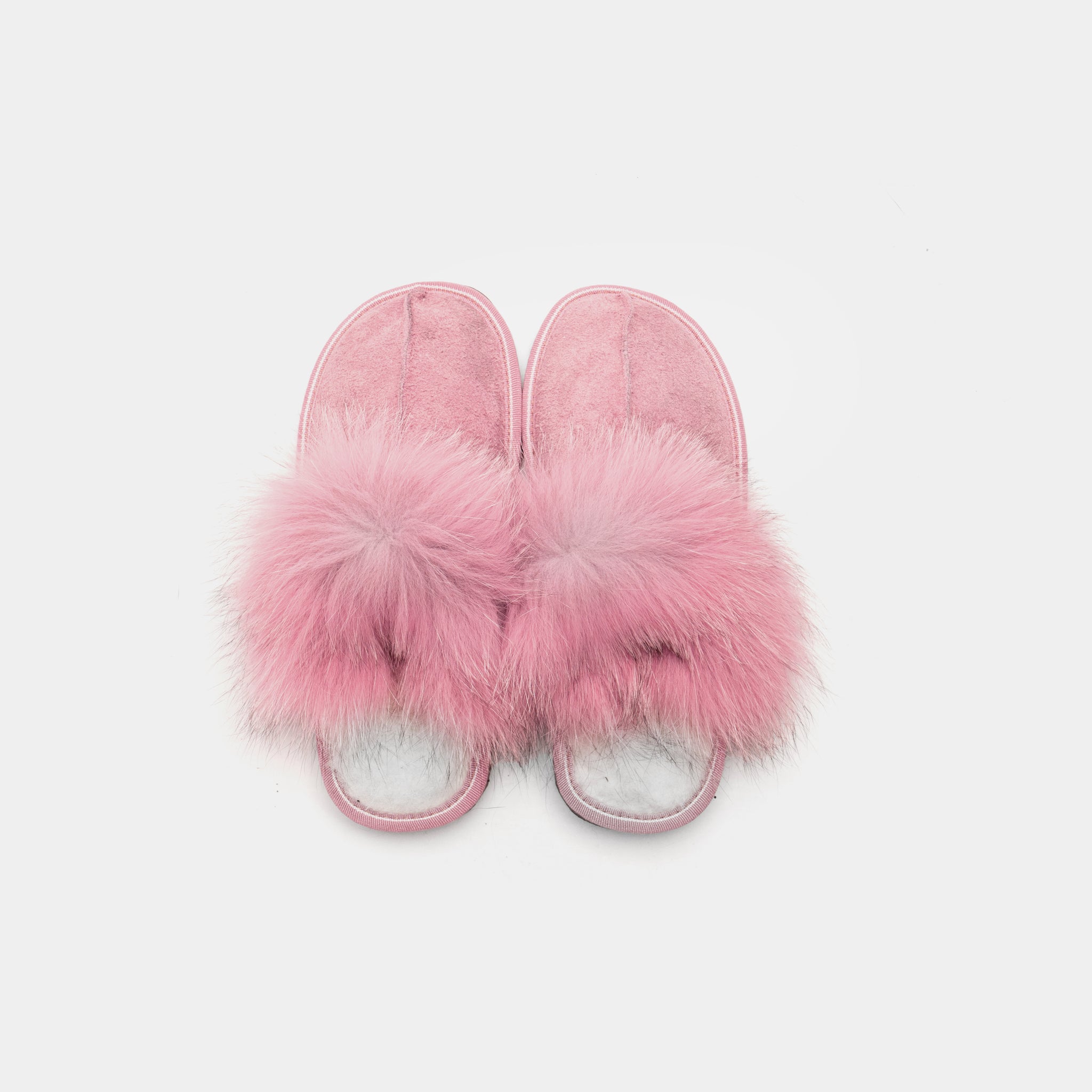 Cervinia - Closed suede slipper with Sheepskin and Pink Fox