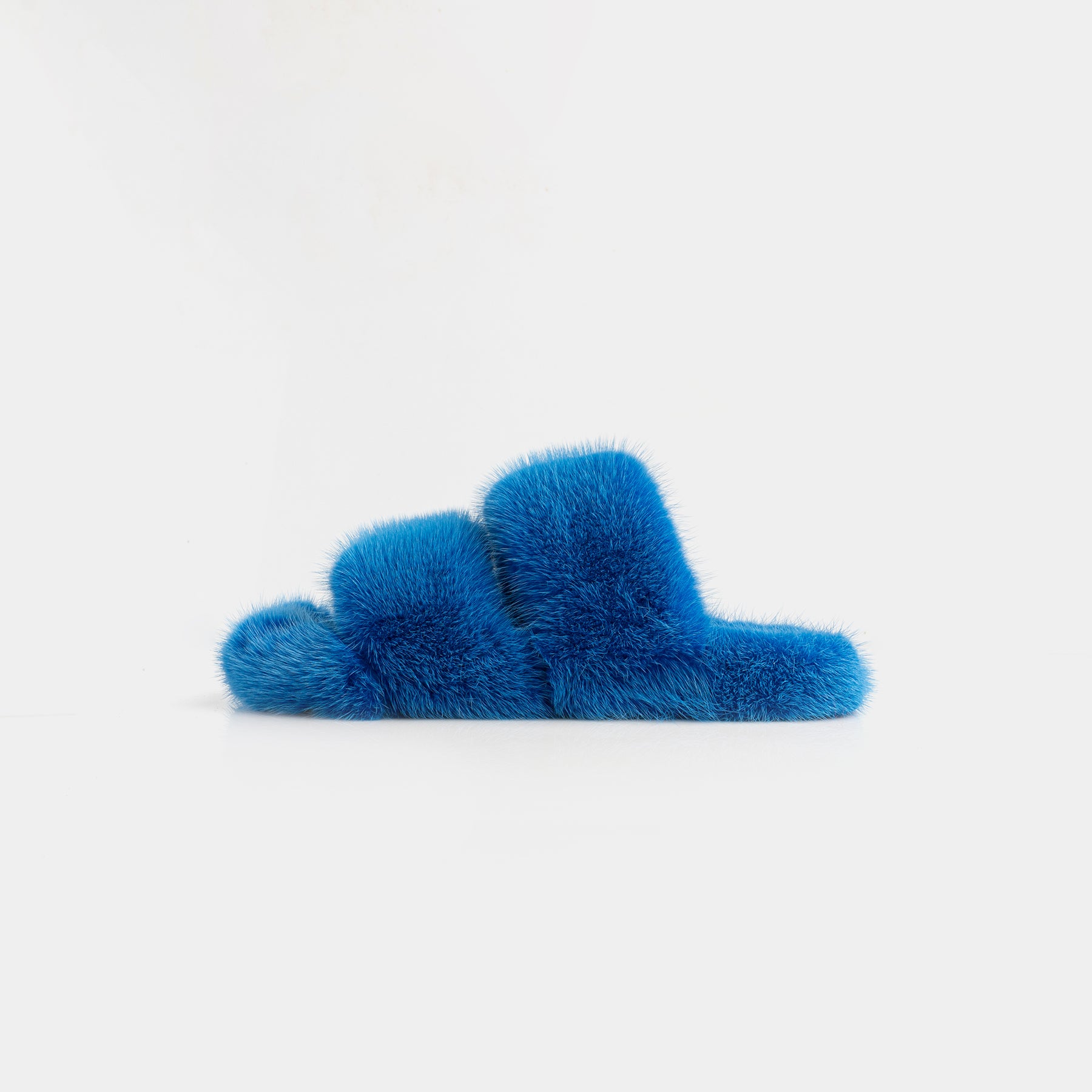 CORTINA - Double band slipper with Blue Mink Fur