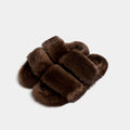 CORTINA - Double band slipper with Brown Mink Fur