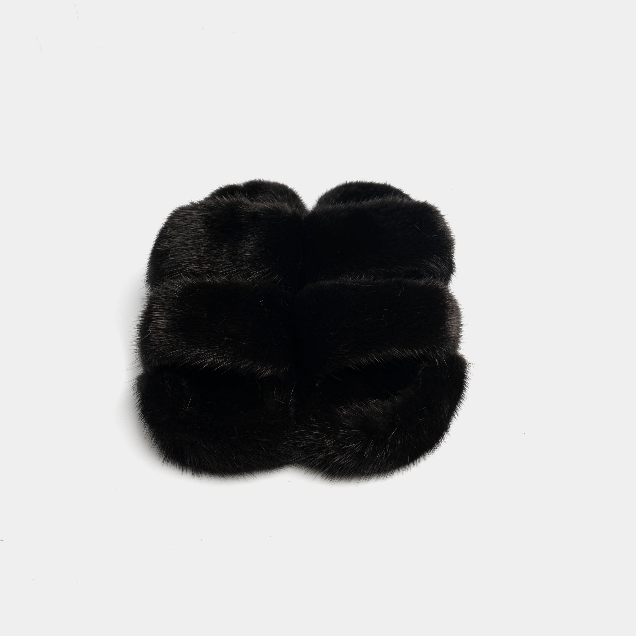 CORTINA - Double band slipper with Black Mink Fur