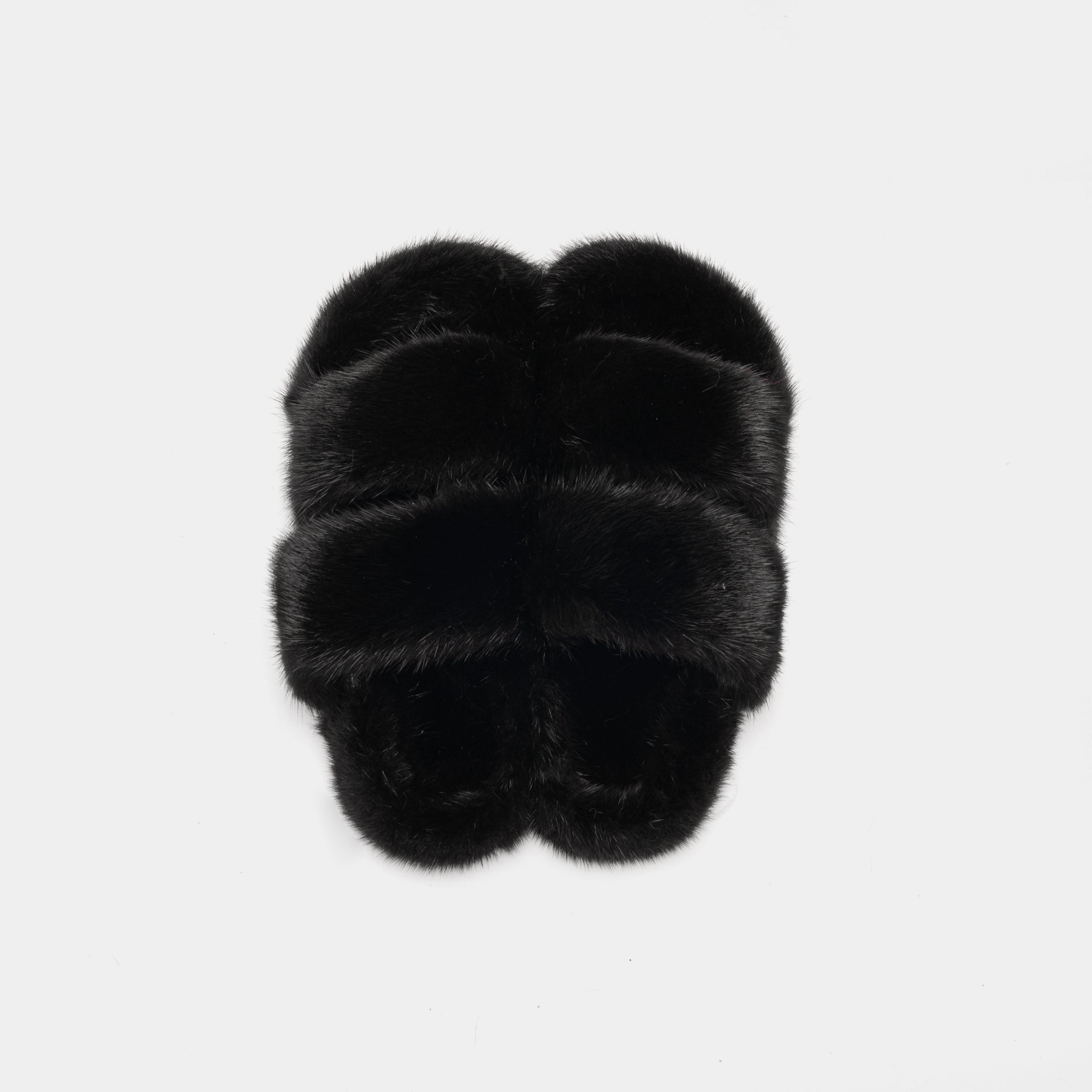 CORTINA - Double band slipper with Black Mink Fur