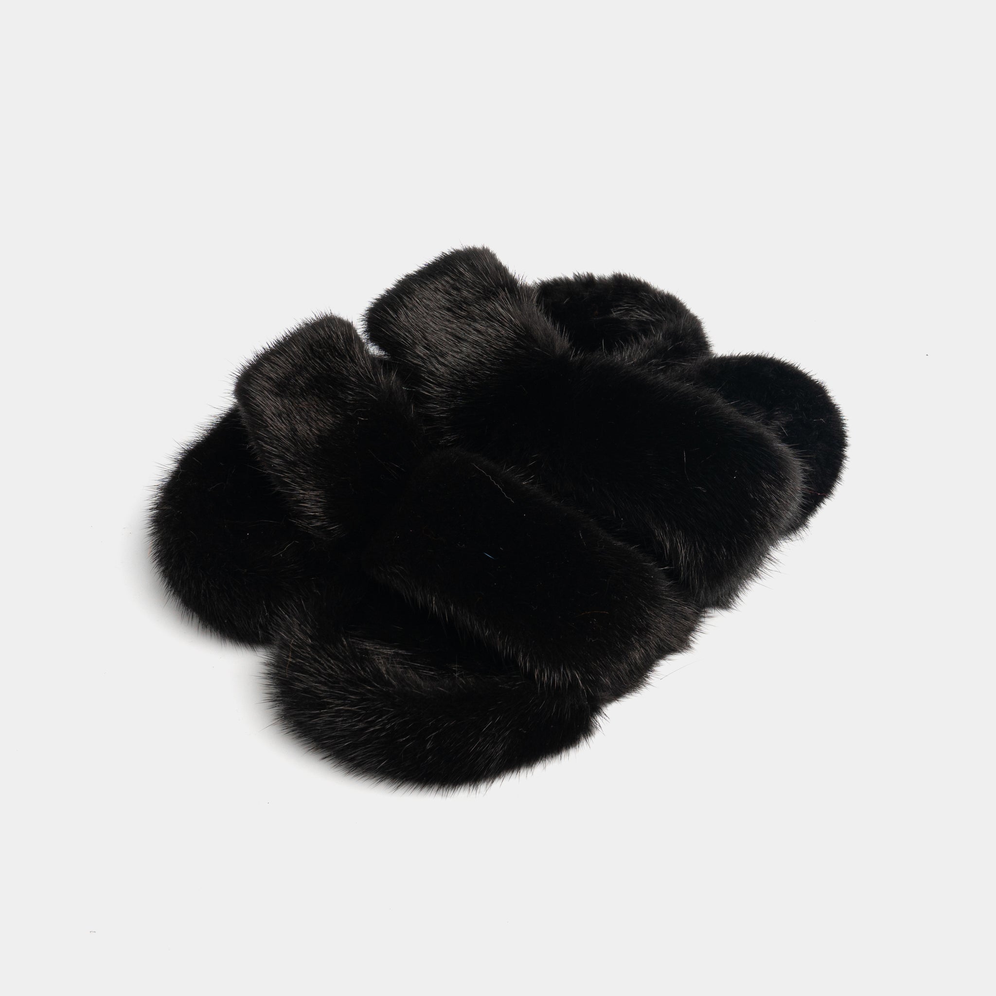 CORTINA - Double band slipper with Black Mink Fur