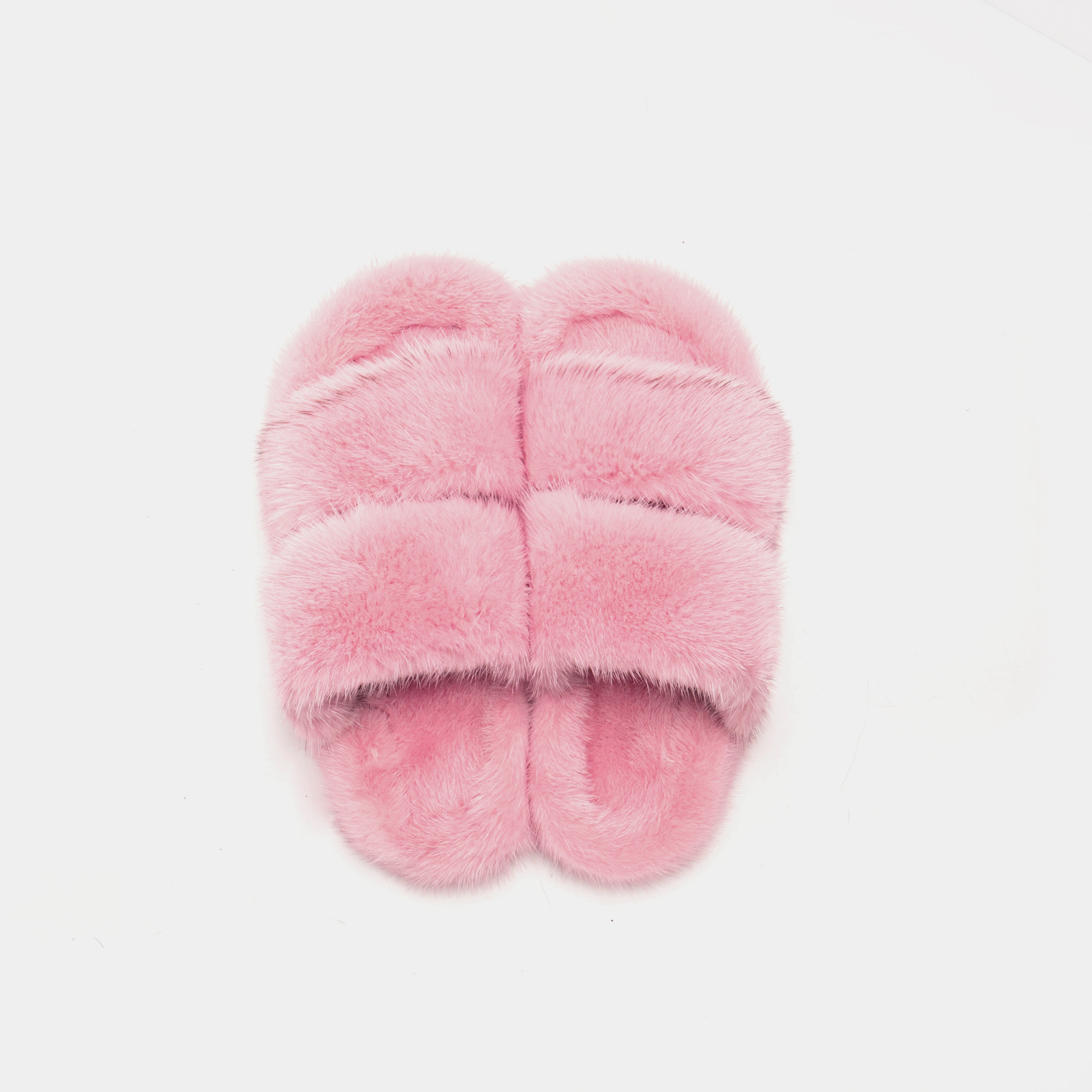 CORTINA - Slipper doppia fascia con Pelo di Visone Rosa