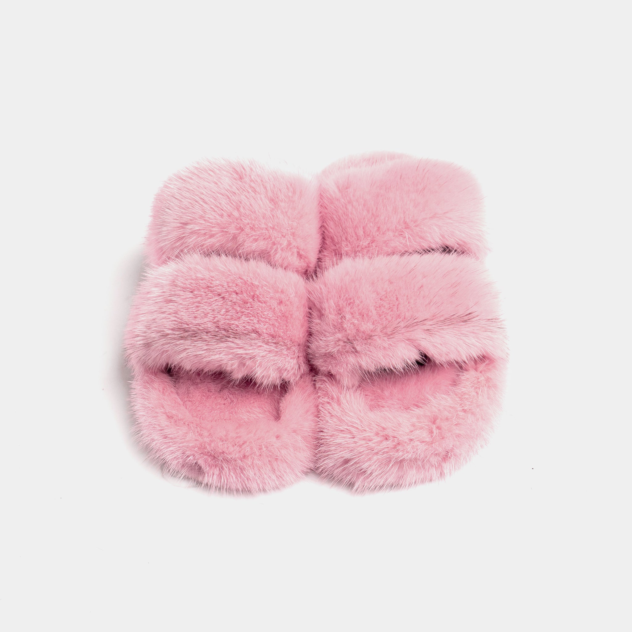 CORTINA - Slipper doppia fascia con Pelo di Visone Rosa