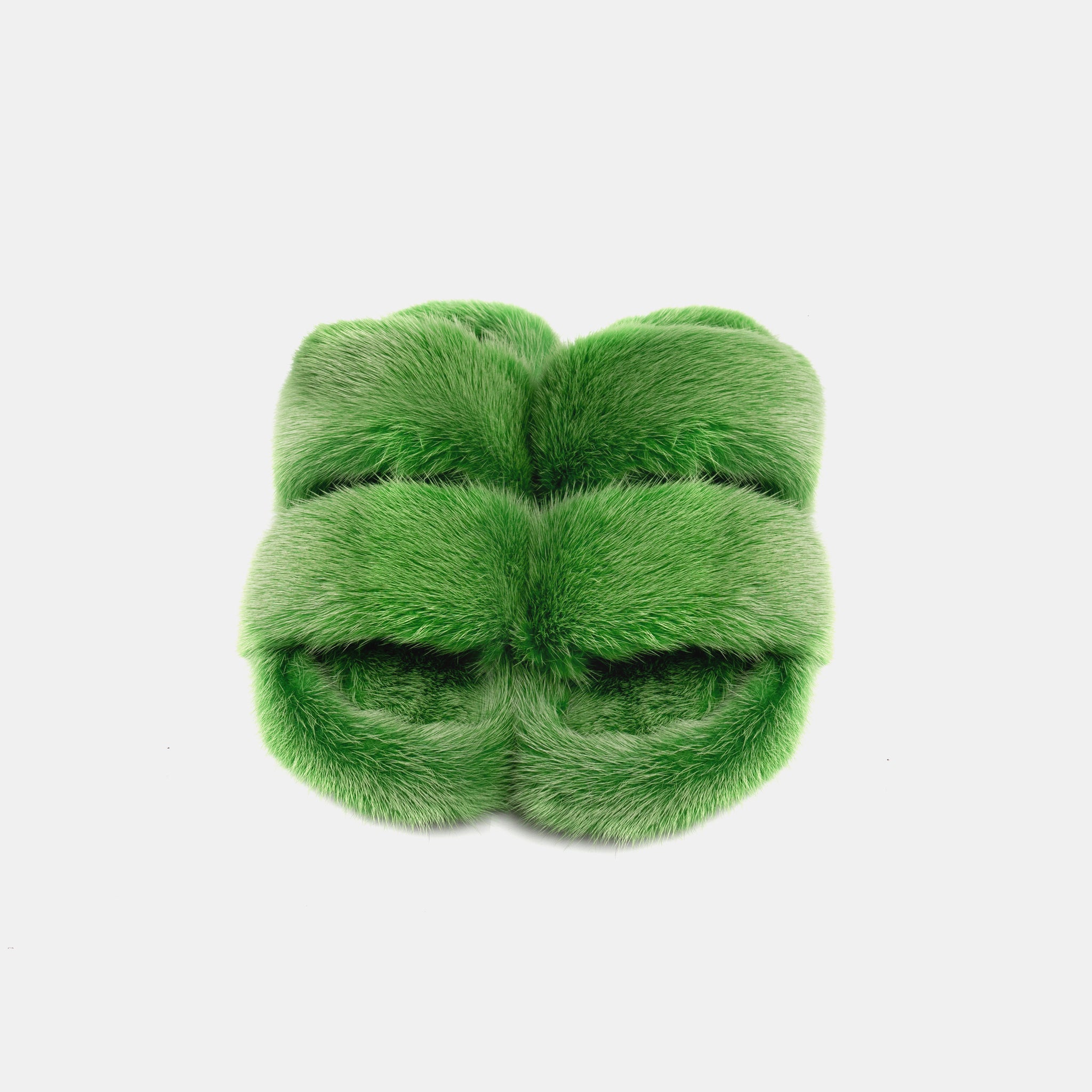 CORTINA - Double band slipper with Green Mink Fur