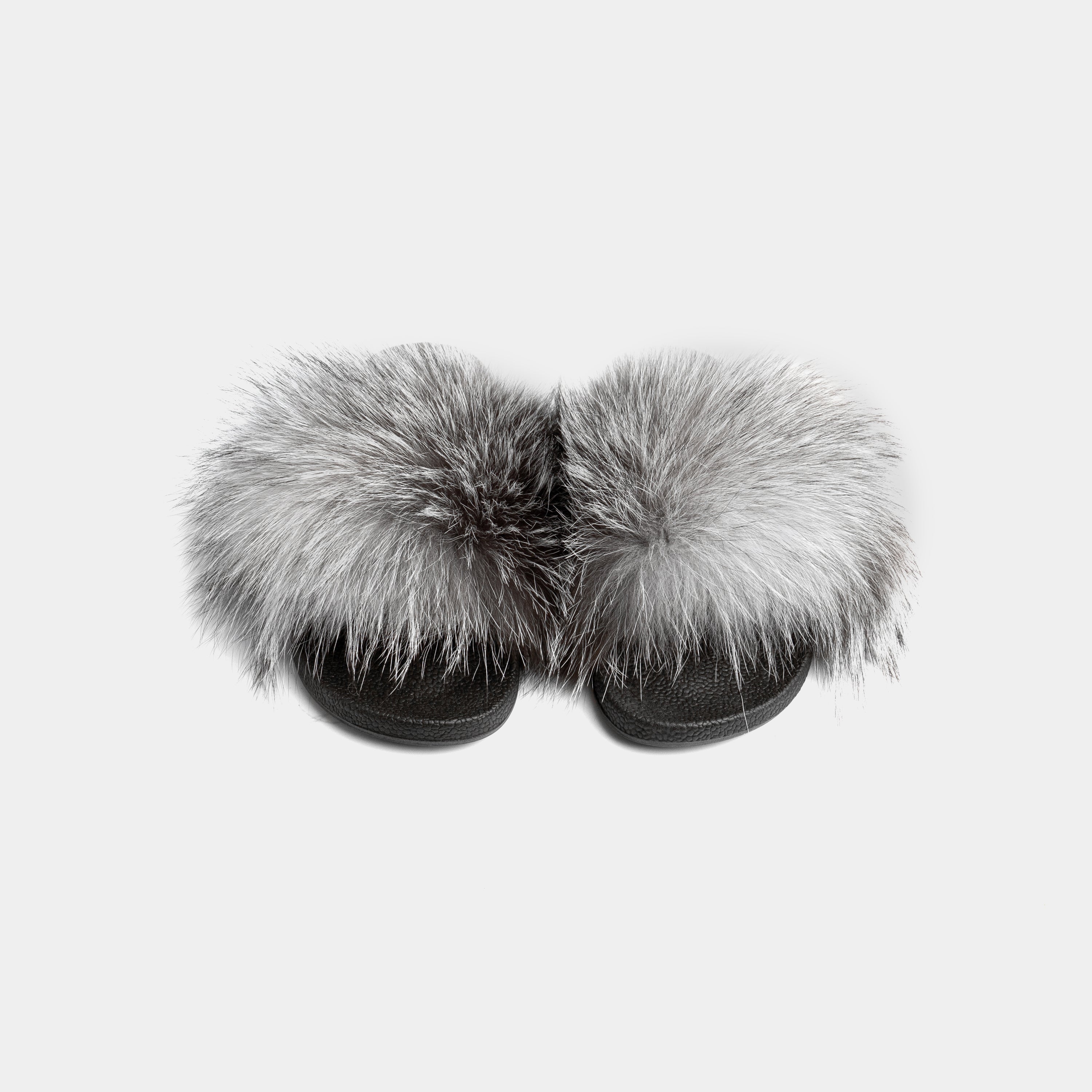 St. Moritz - Silver Gray Fox Fur Slipper