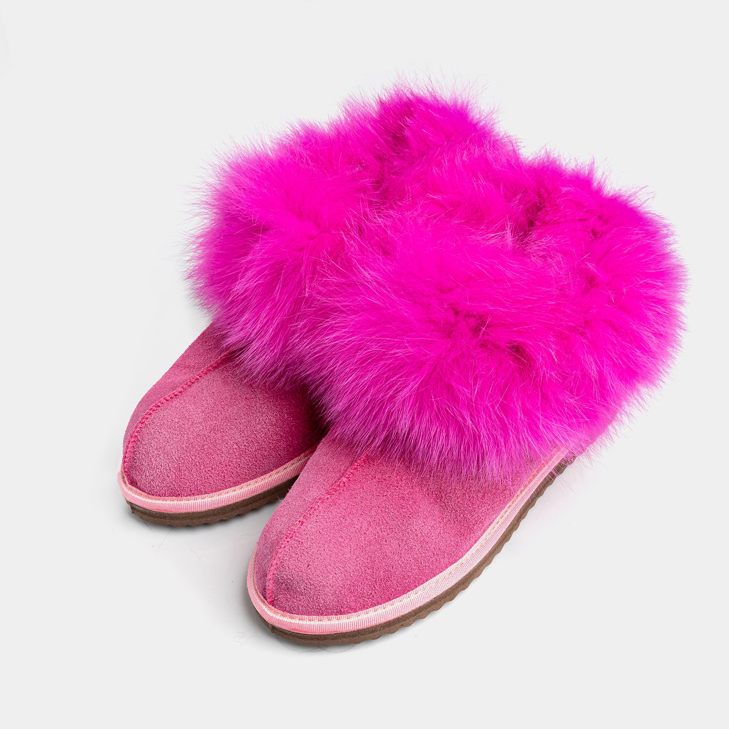 Monterosa - Suede Ankle Boot with Sheepskin and Fuchsia Fox