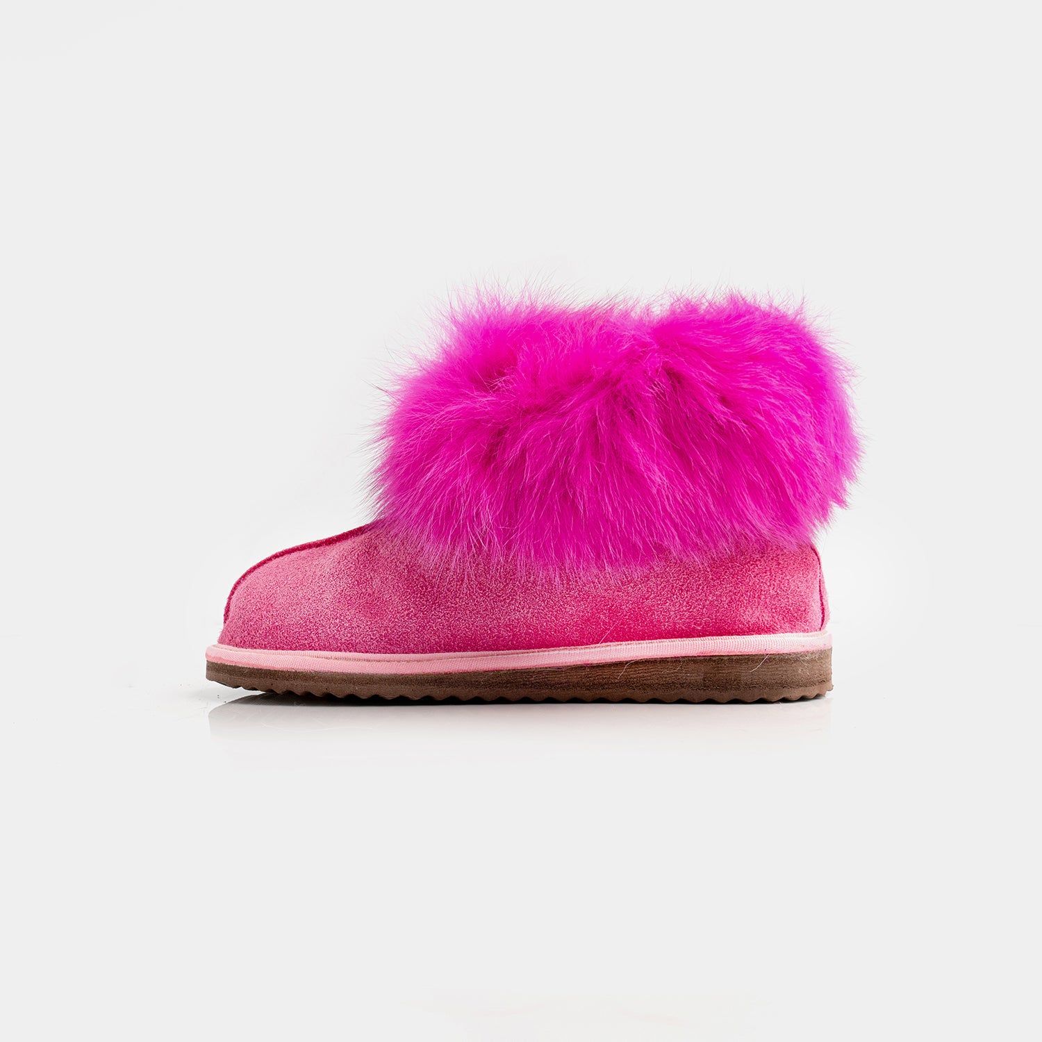 Monterosa - Suede Ankle Boot with Sheepskin and Fuchsia Fox