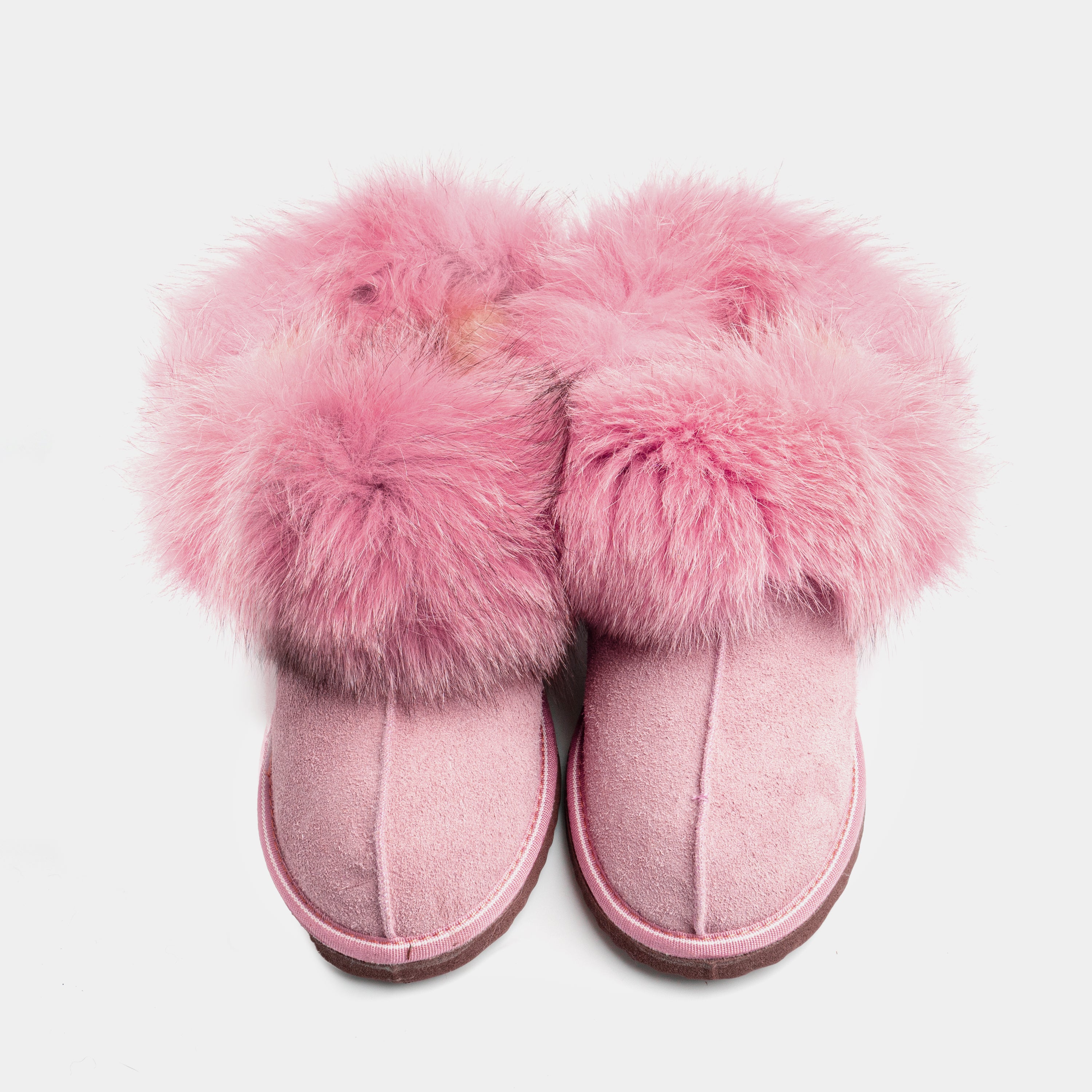 Monterosa - Suede Ankle Boot with Sheepskin and Pink Fox