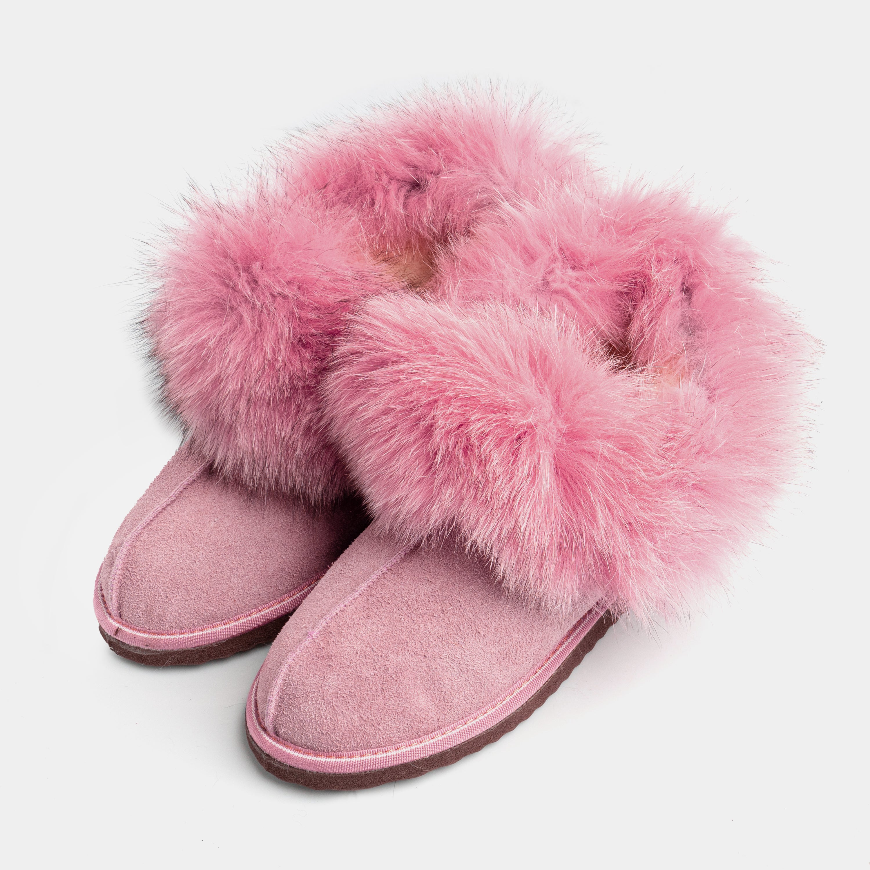 Monterosa - Suede Ankle Boot with Sheepskin and Pink Fox