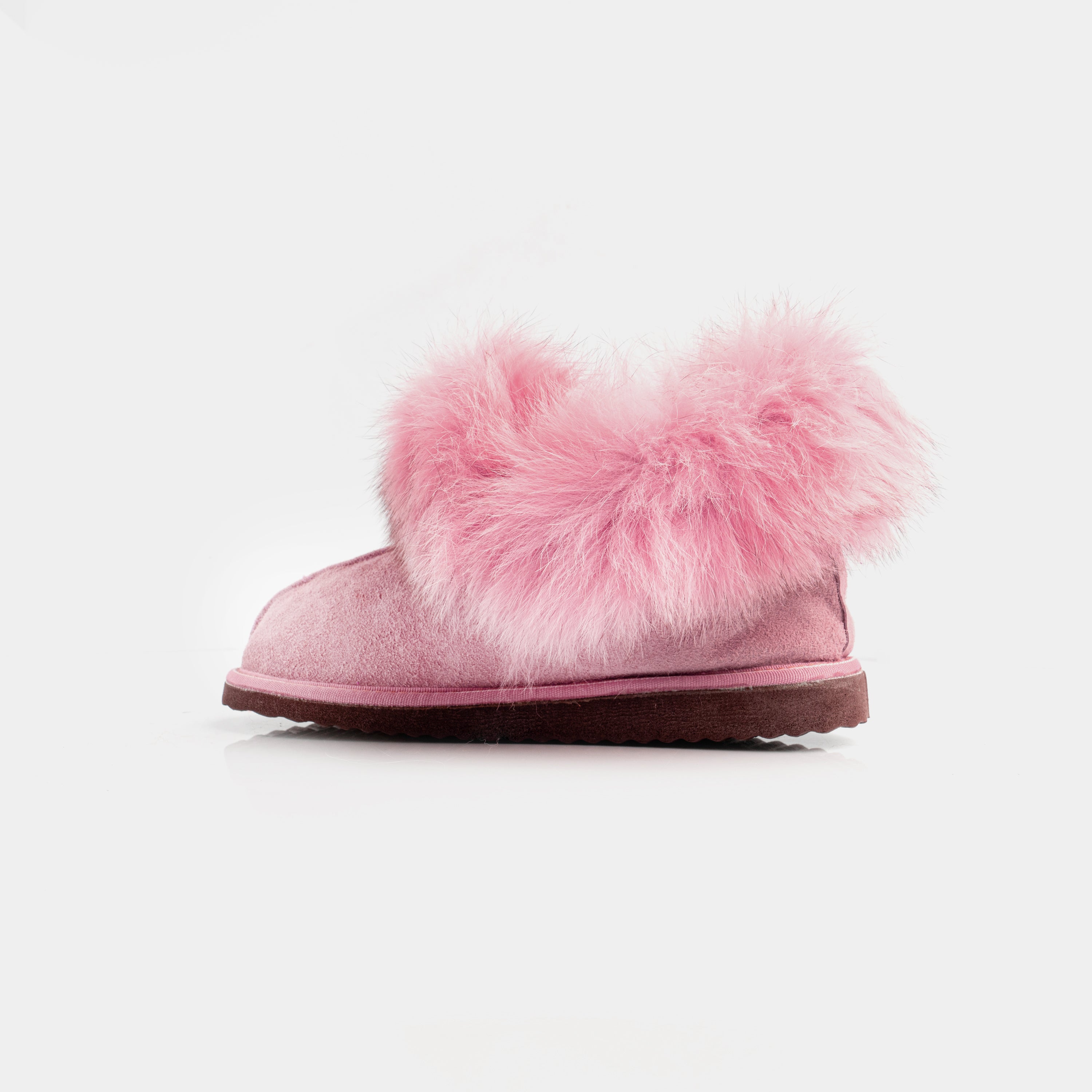 Monterosa - Suede Ankle Boot with Sheepskin and Pink Fox