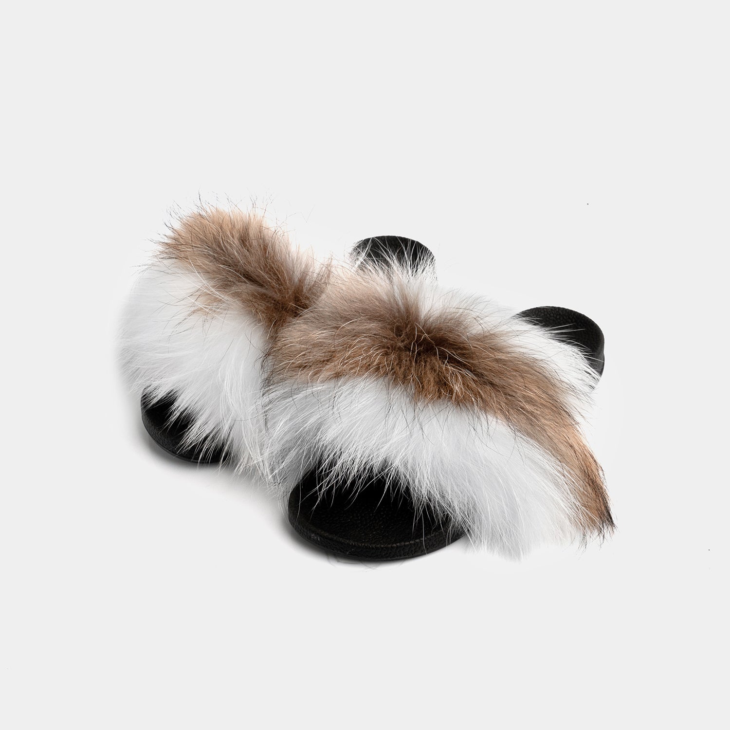 ST. MORITZ - Slipper with White and Brown Fox Fur