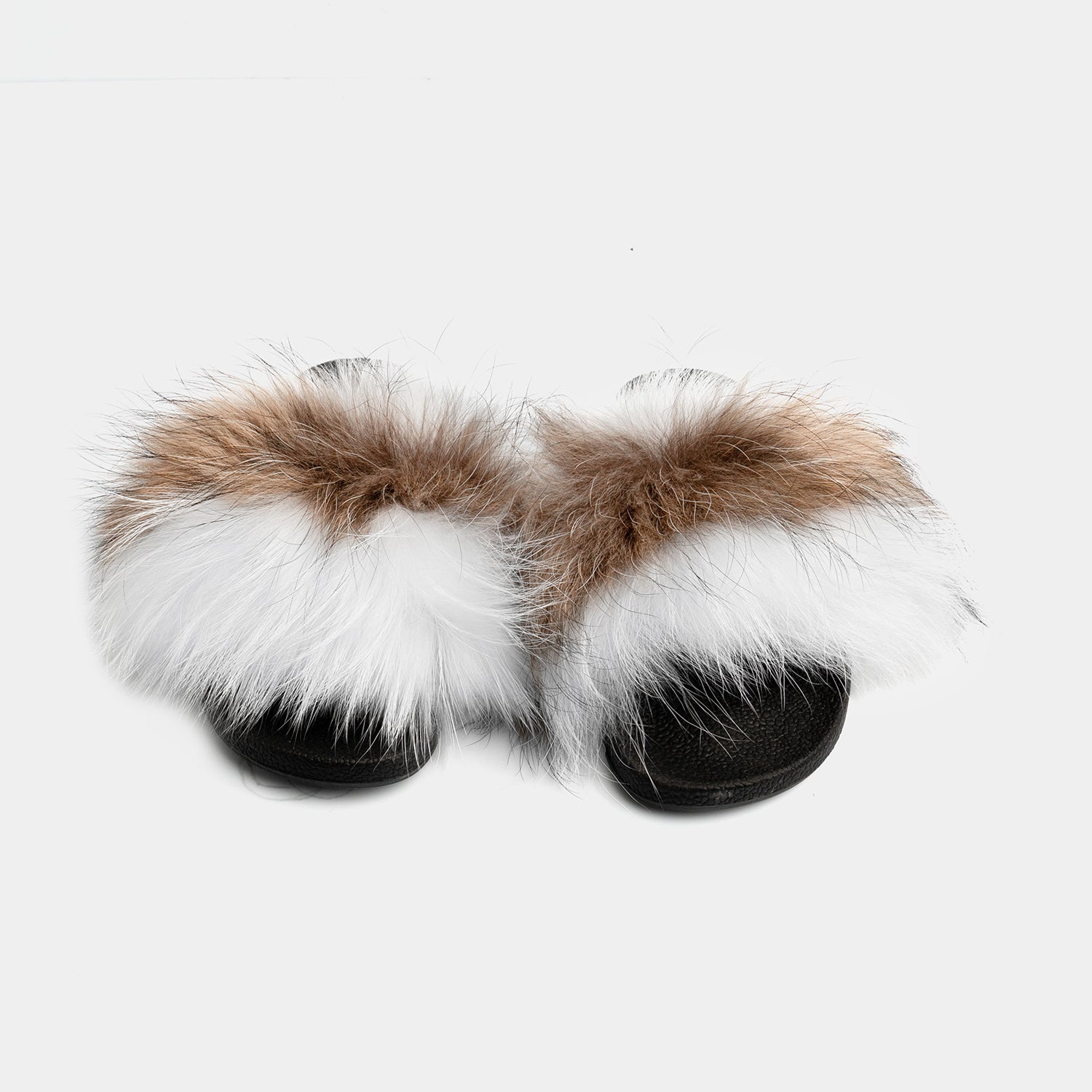 ST. MORITZ - Slipper with White and Brown Fox Fur