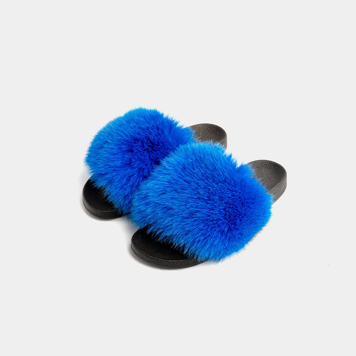 St. Moritz - Slipper Con Pelo Di Volpe Blu