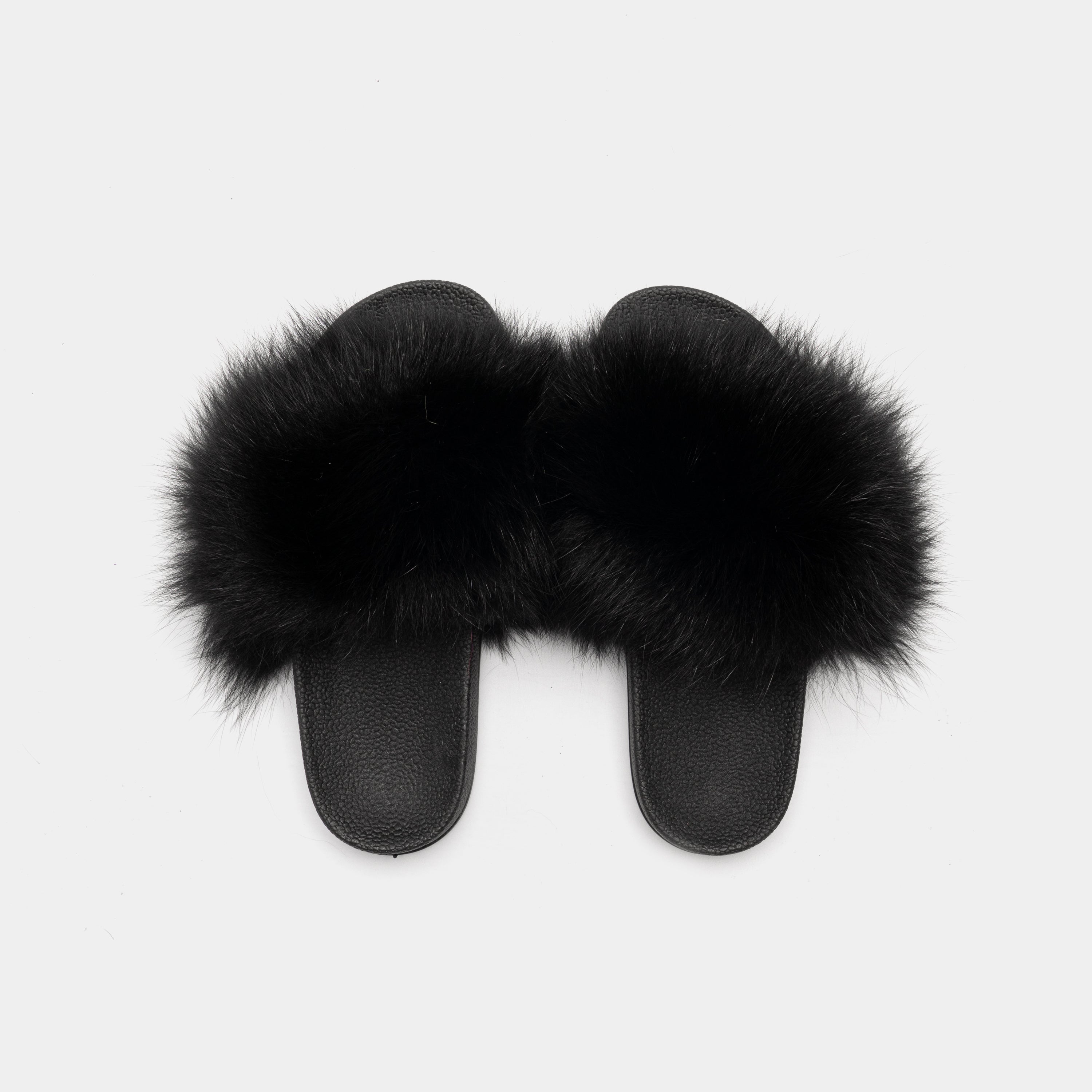 ST. MORITZ - Black Fox Fur Slipper