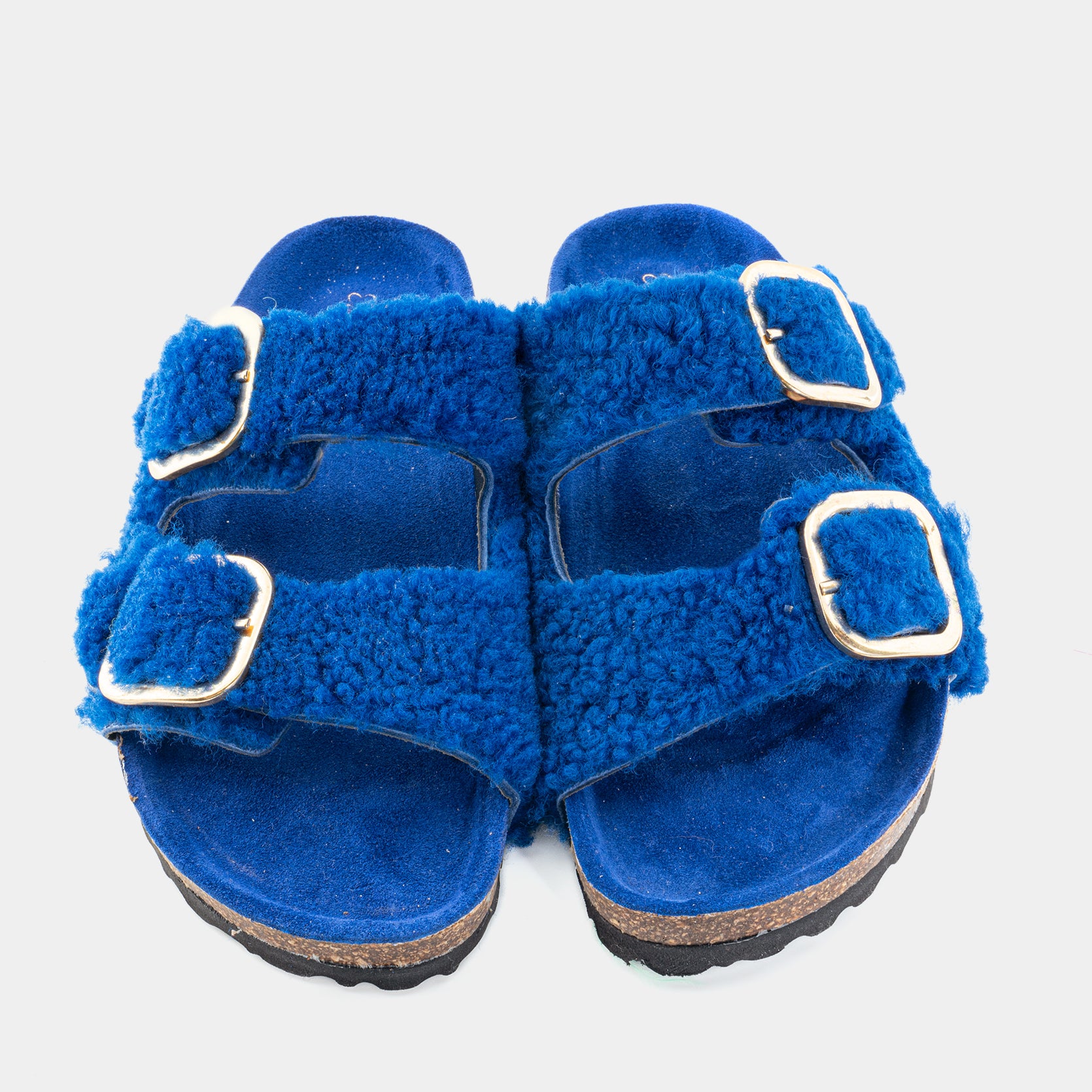 FIRENZE - Blue sheepskin slippers