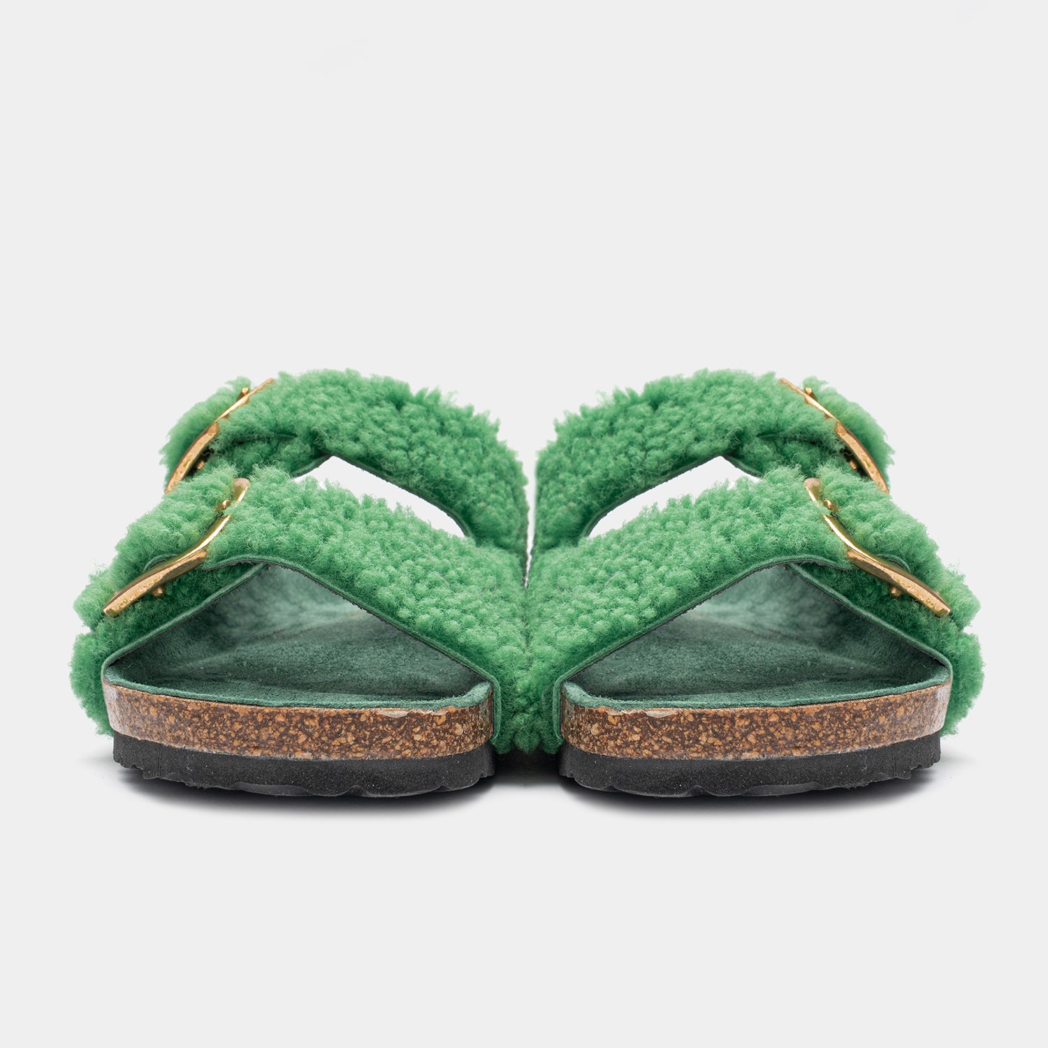 FIRENZE - Pantuflas de piel de oveja verde