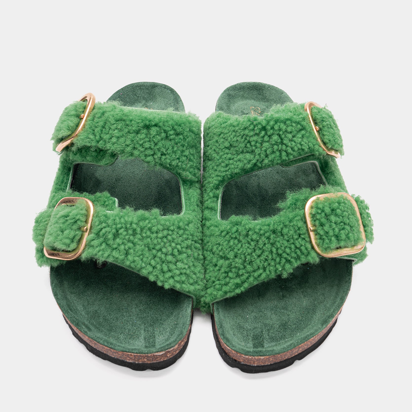 FIRENZE - Pantuflas de piel de oveja verde