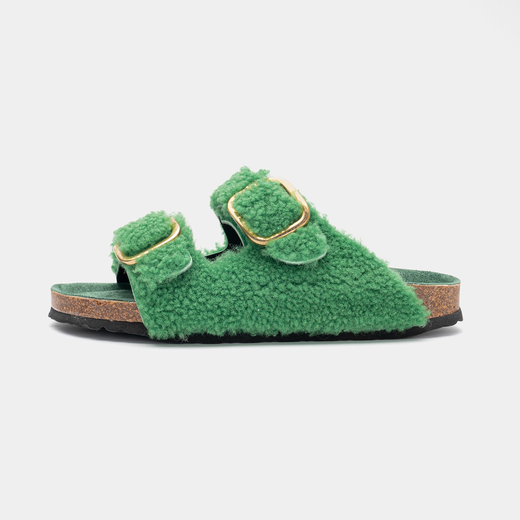 FIRENZE - Pantuflas de piel de oveja verde