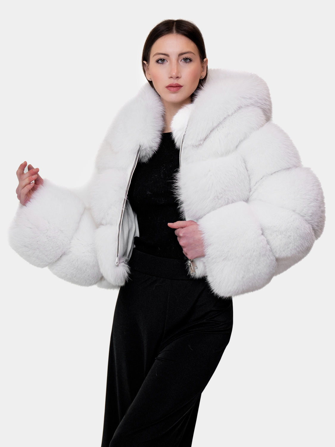 Lawrence - Cropped Volpe with hooded (white) jacket – Elisabetta