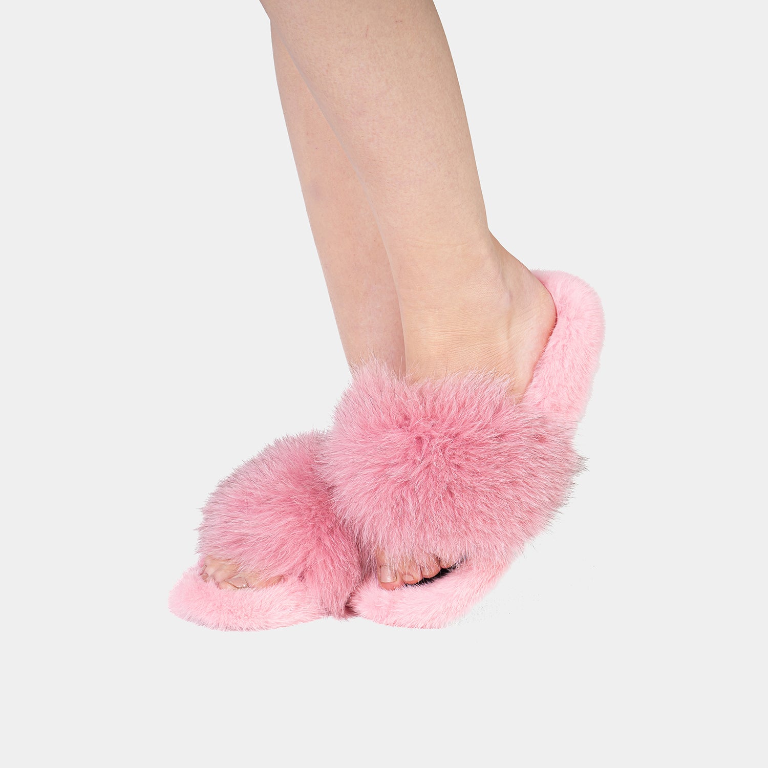 ASPEN - Slipper con Pelo di Visone & Volpe Rosa