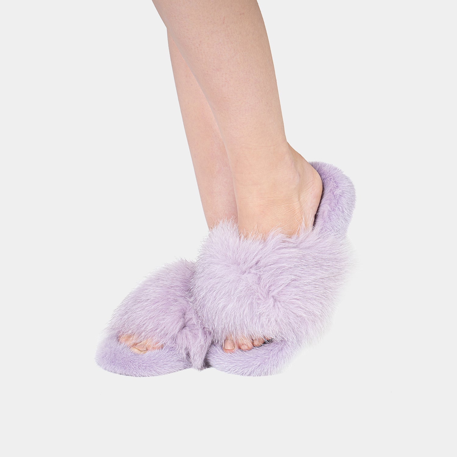 ASPEN - Slipper with Mink Fur and Lilac Fox