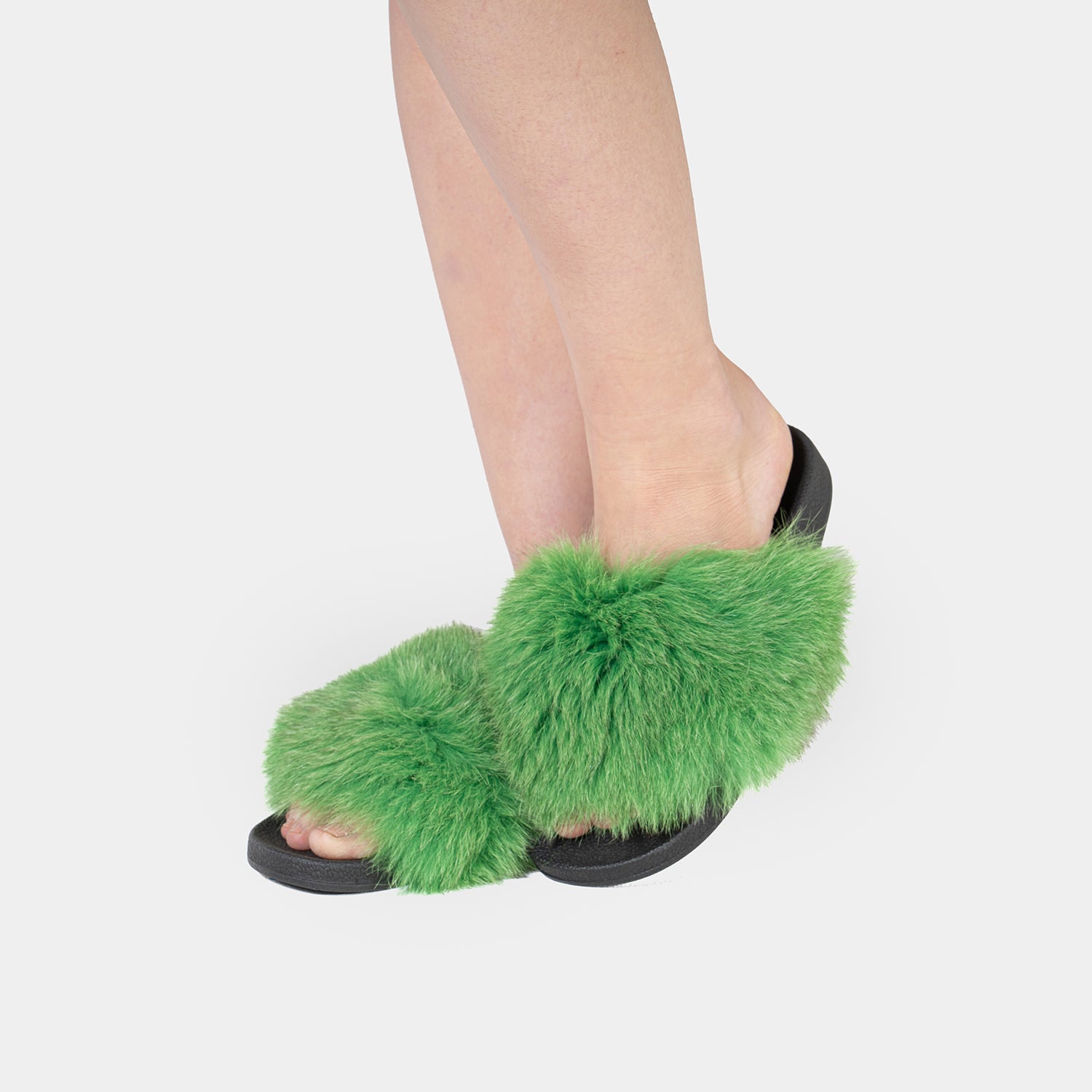 St. Moritz - Slipper Con Pelo Di Volpe Verde