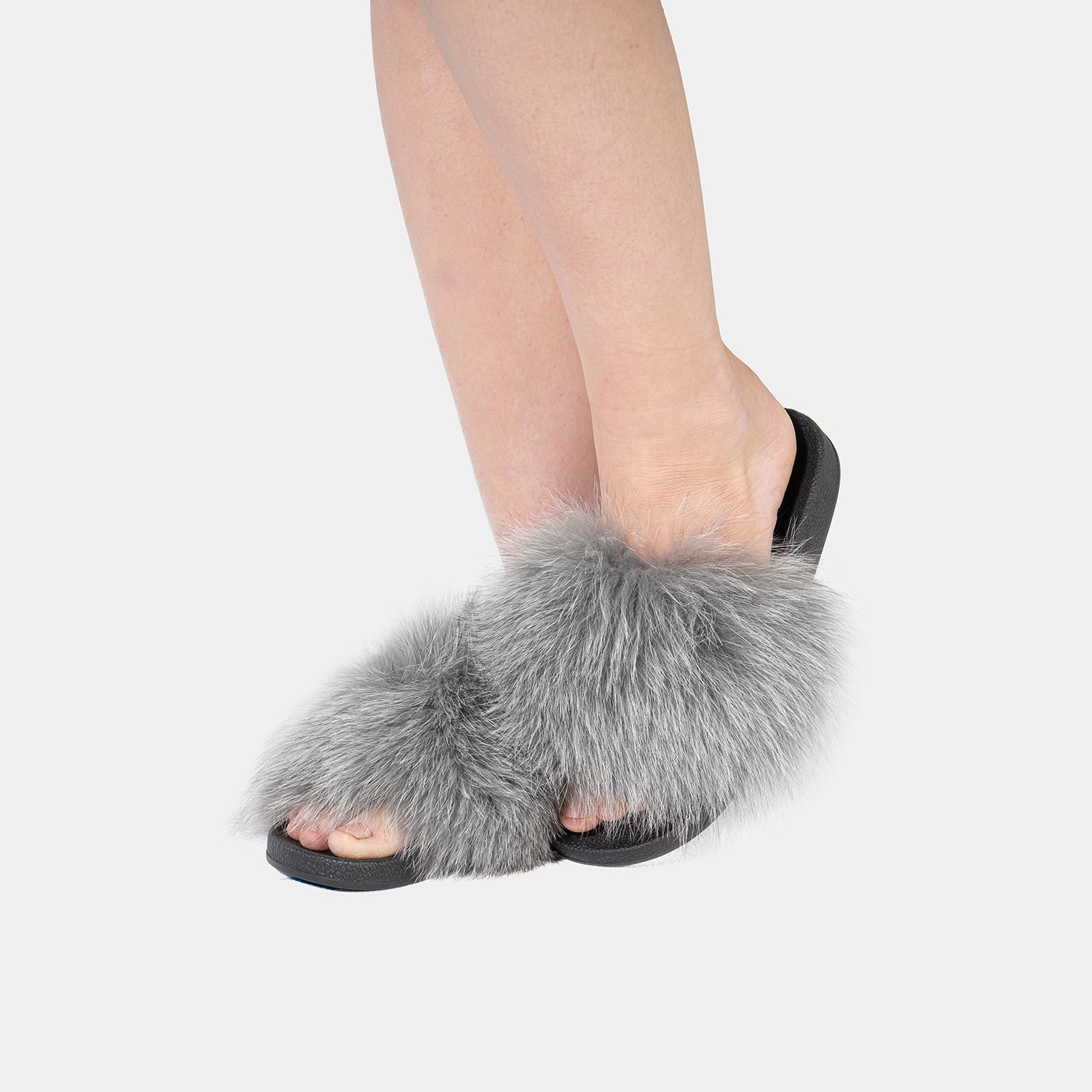 St. Moritz - Slipper Con Pelo Di Volpe Grigio