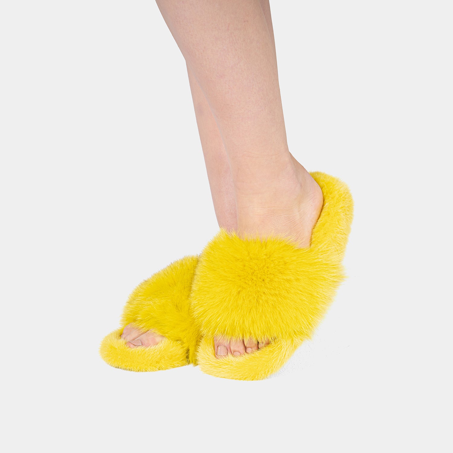 ASPEN - Slipper con Pelo di Visone & Volpe Giallo