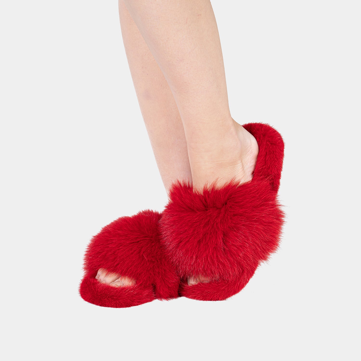 ASPEN - Slipper con Pelo di Visone & Volpe Rosso