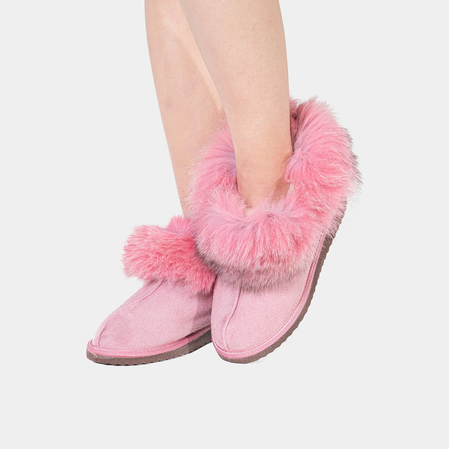 Monterosa - Suede Ankle Boot with Sheepskin and Pink Fox