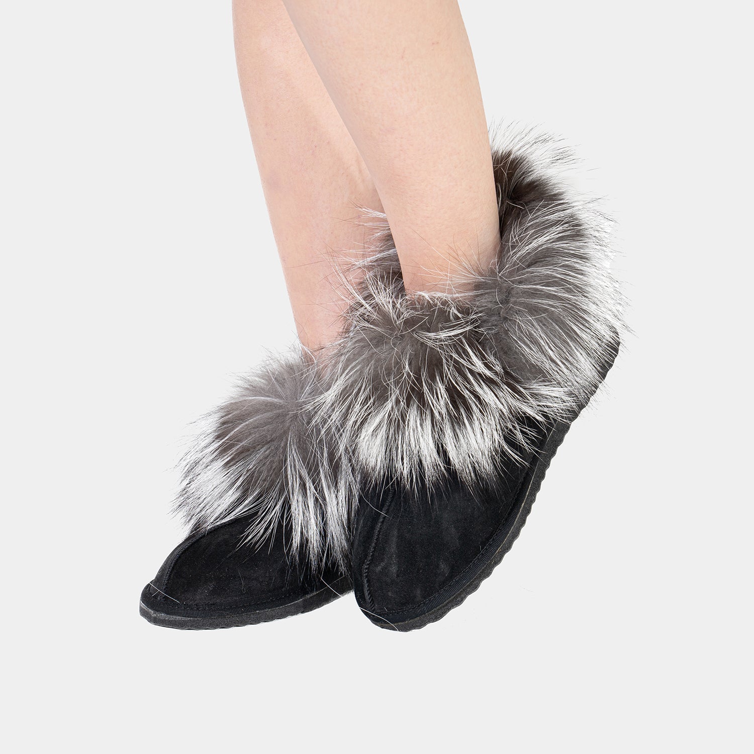 Monterosa - Suede Ankle Boot with Sheepskin and Black Fox