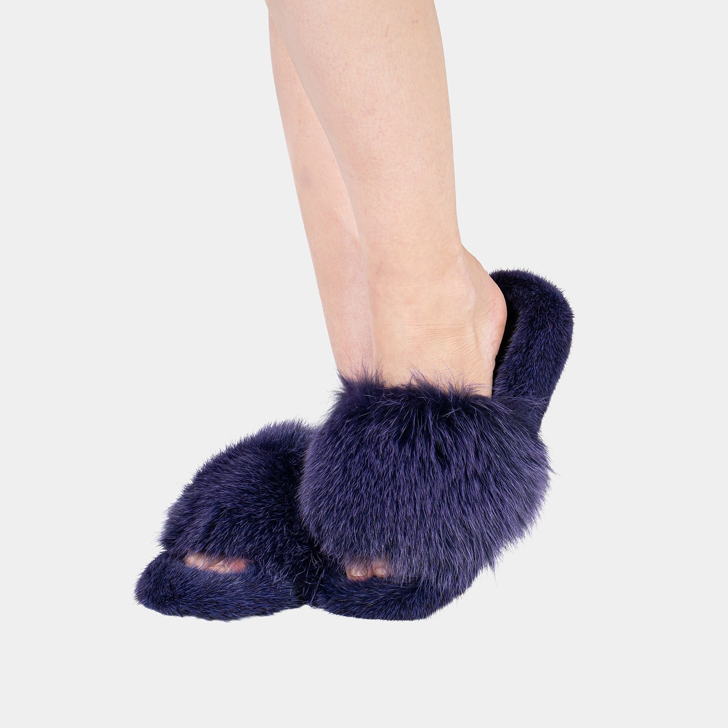 ASPEN - Slipper with Mink Fur and Purple Fox