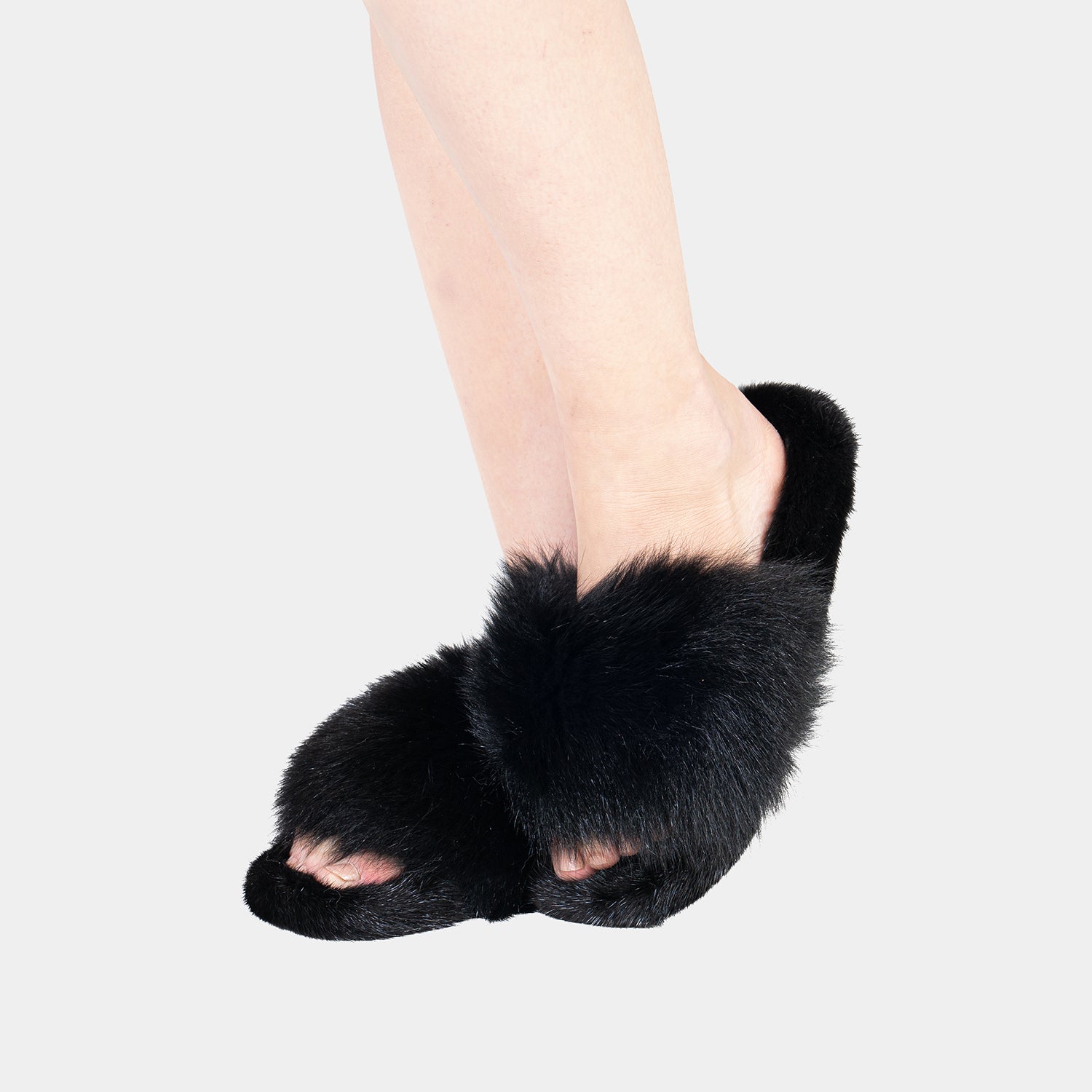 ASPEN - Slipper with Mink Fur and Black Fox