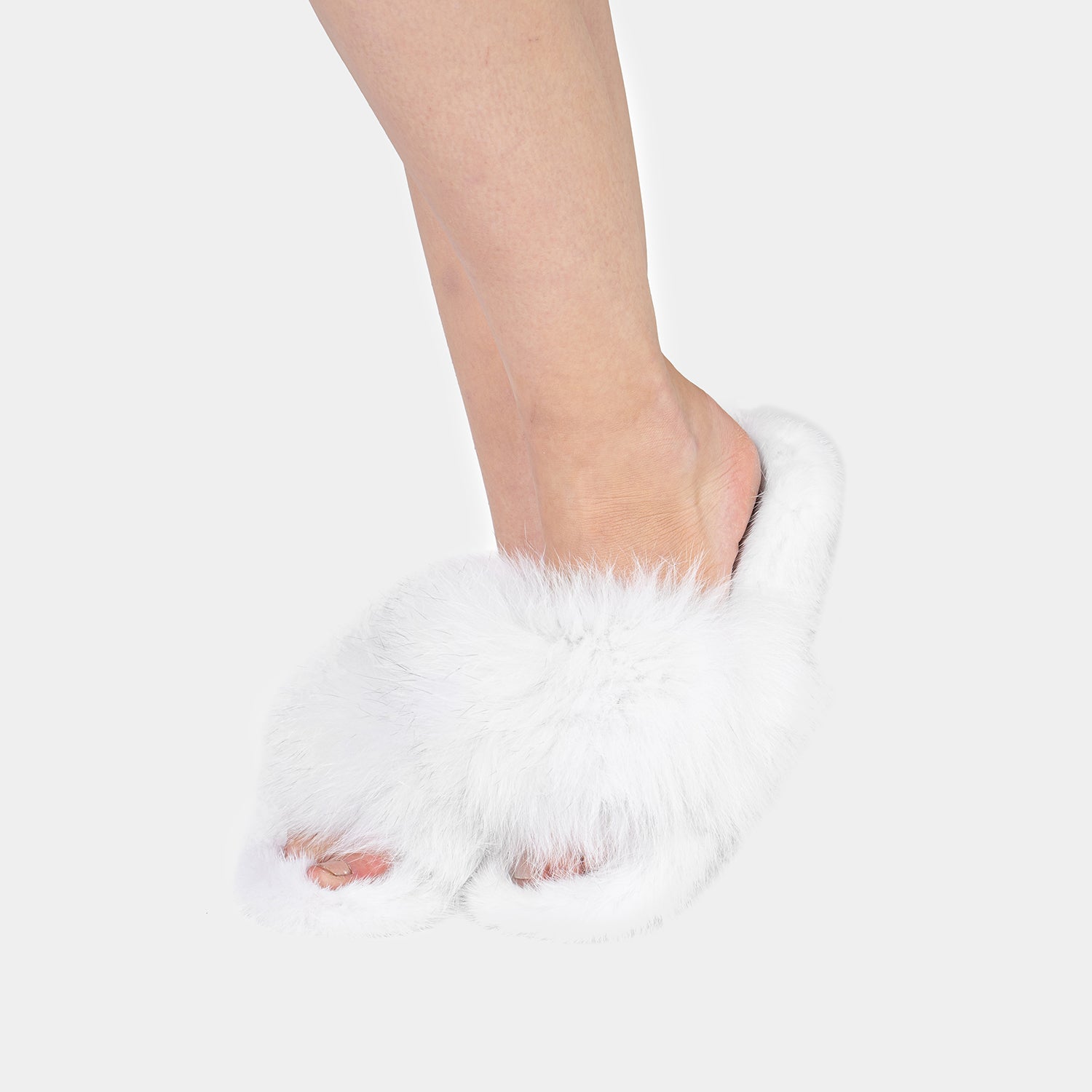 ASPEN - Slipper with Mink Fur and White Fox