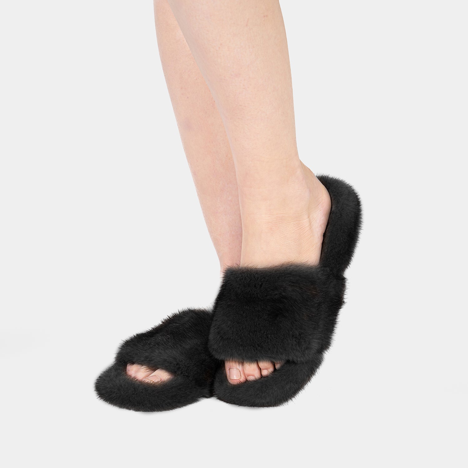 Miami - Black Mink Slipper