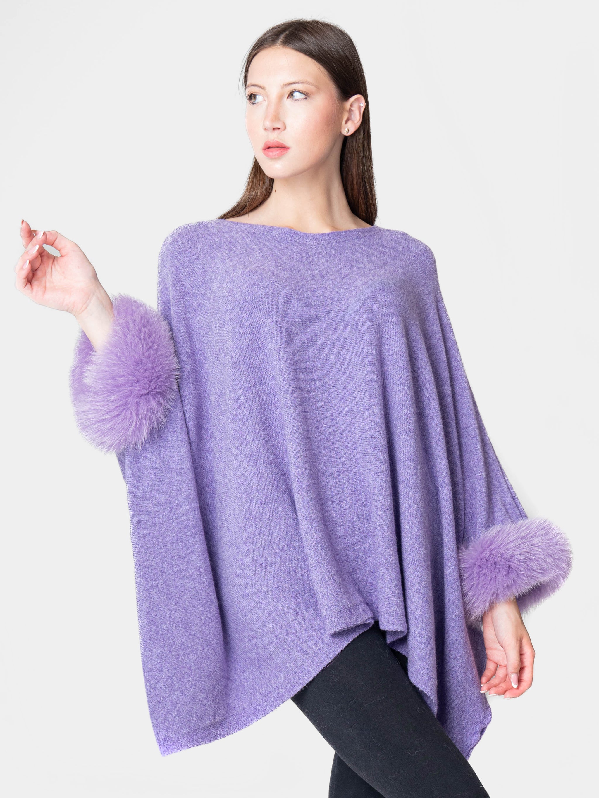 London - Poncho con pelo en los puños Lavanda