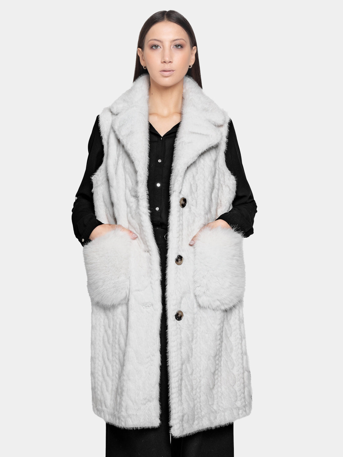 Gilet lungo ecopelliccia - Bianco