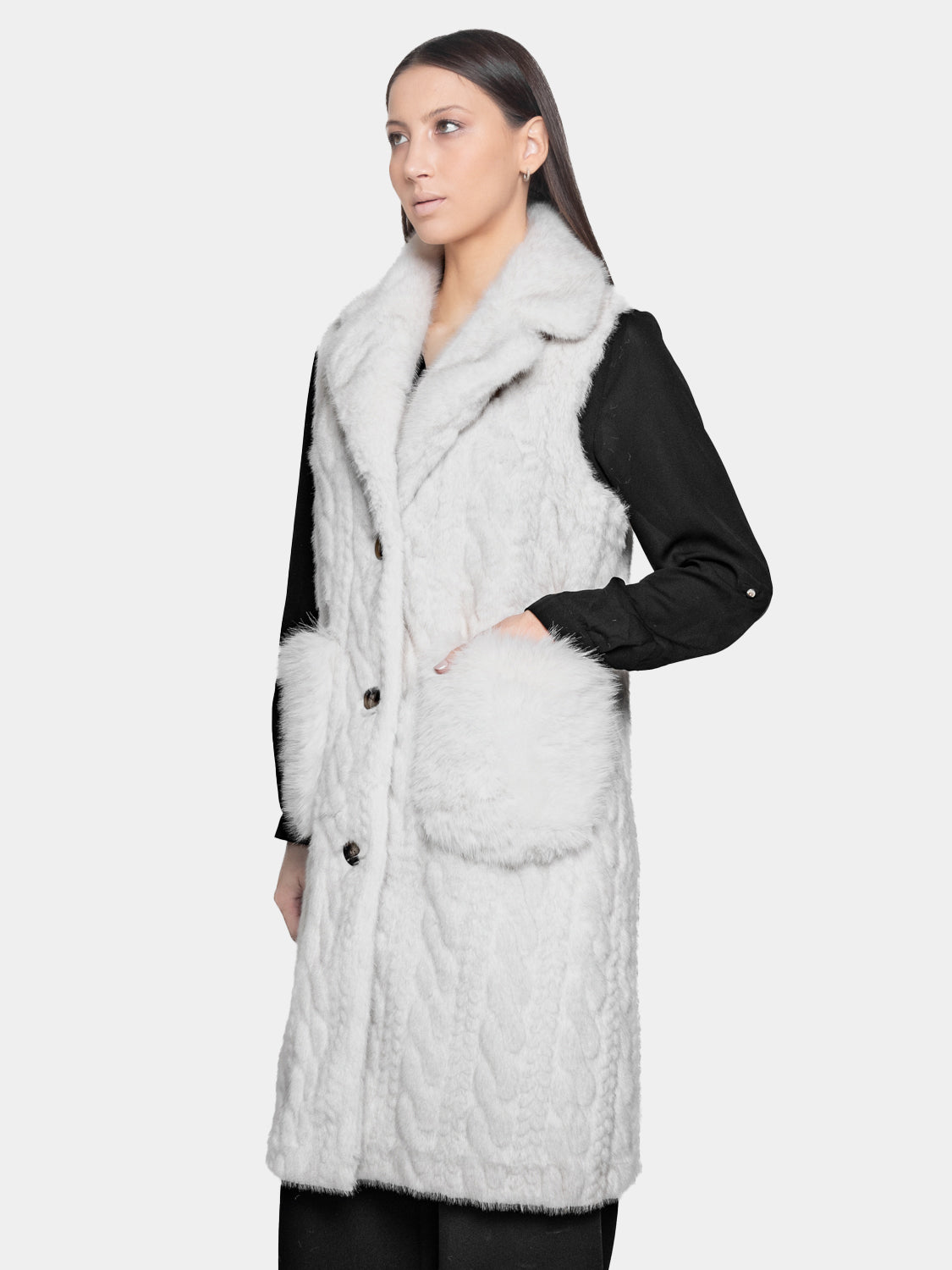 Gilet lungo ecopelliccia - Bianco