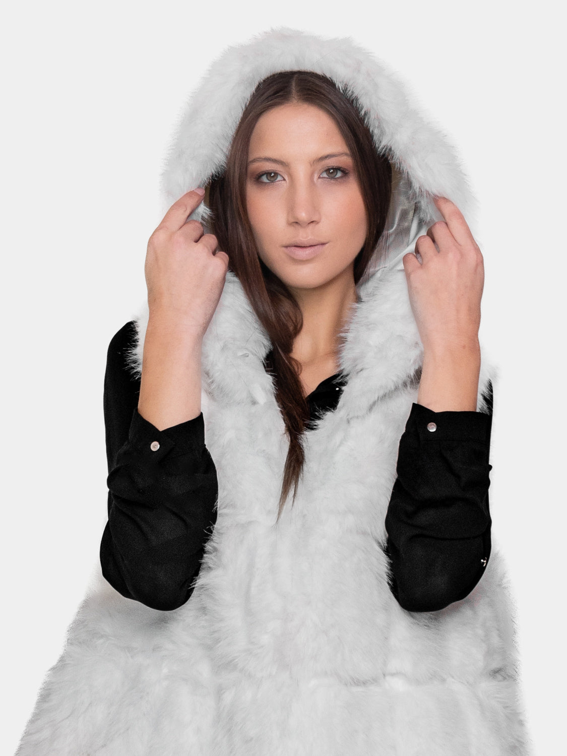 Gilet Cappuccio Ecopelliccia - Bianco