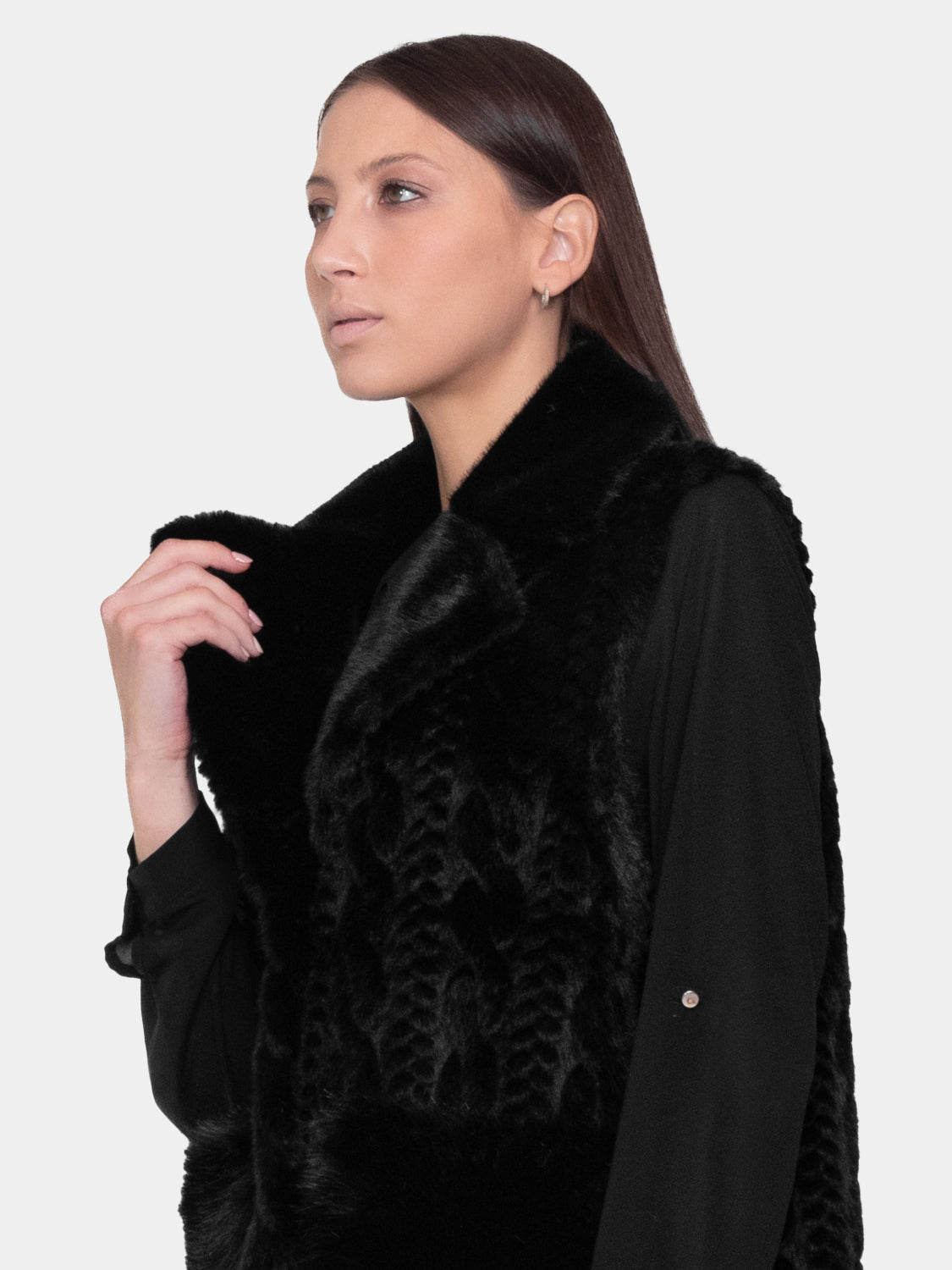 Gilet lungo ecopelliccia - Nero