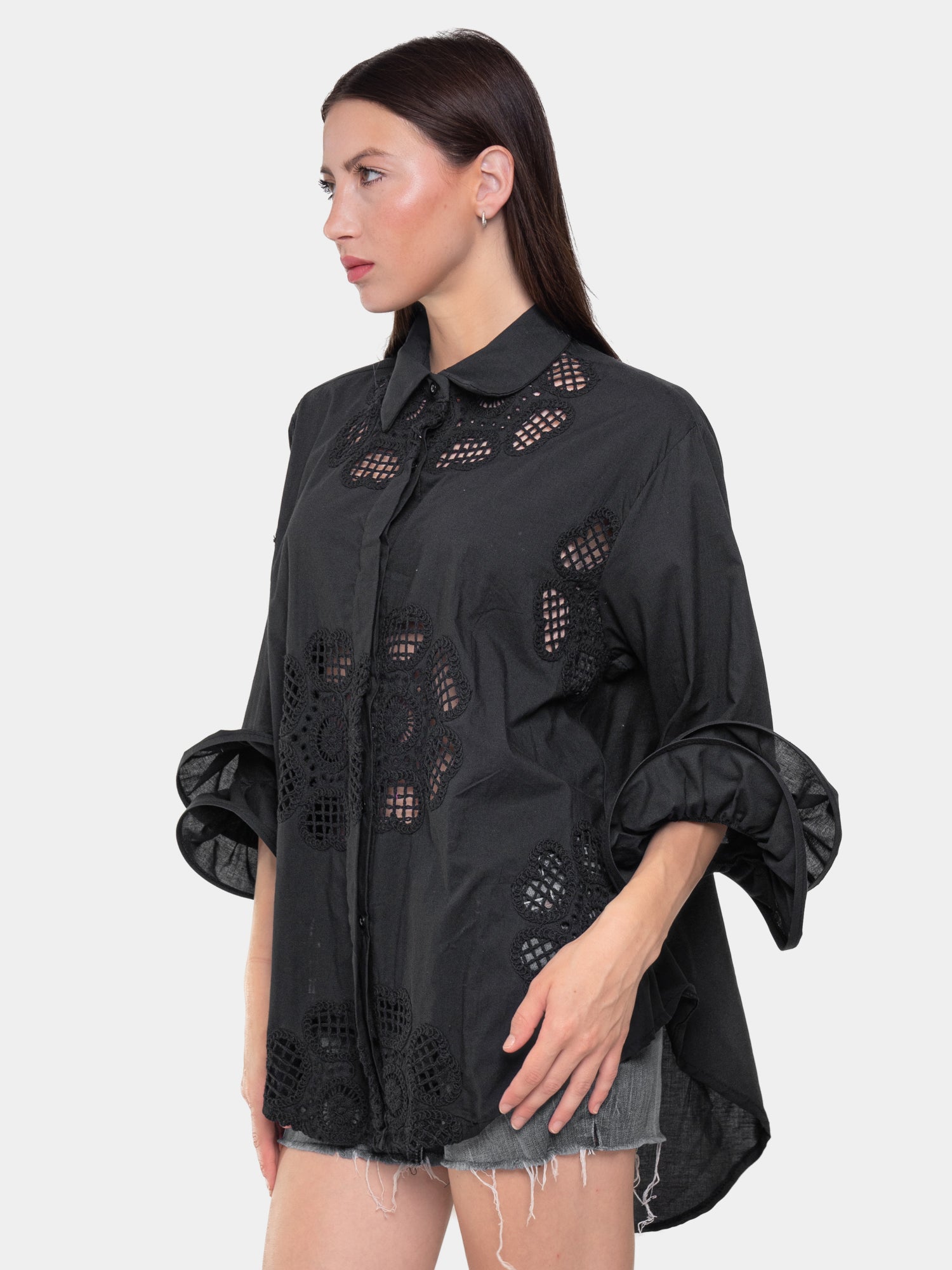 Camisa FLAMENCA Negra - Estampados de corazones