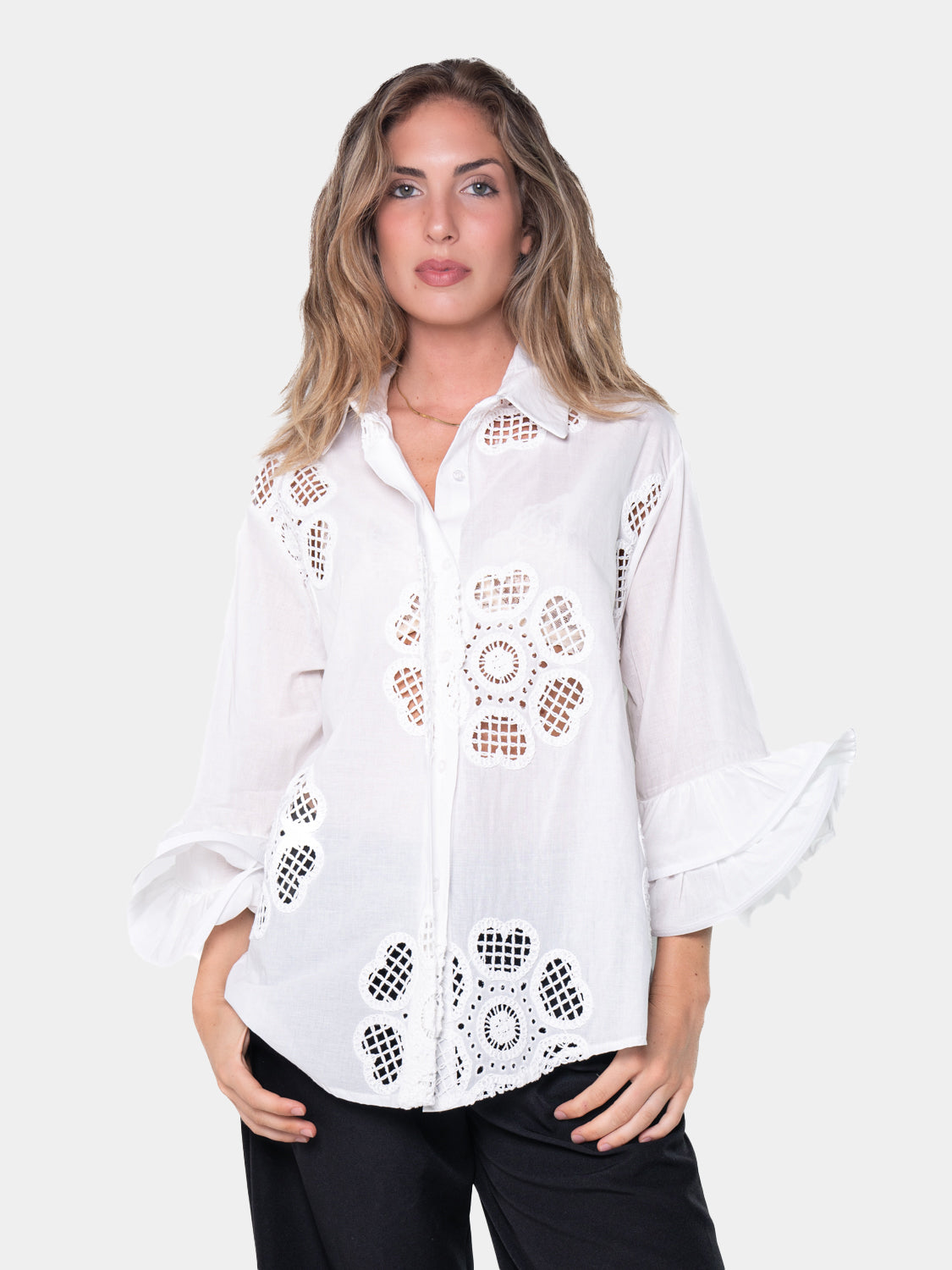 FLAMENCO Shirt - Lace Embroidery on Arm and Waist