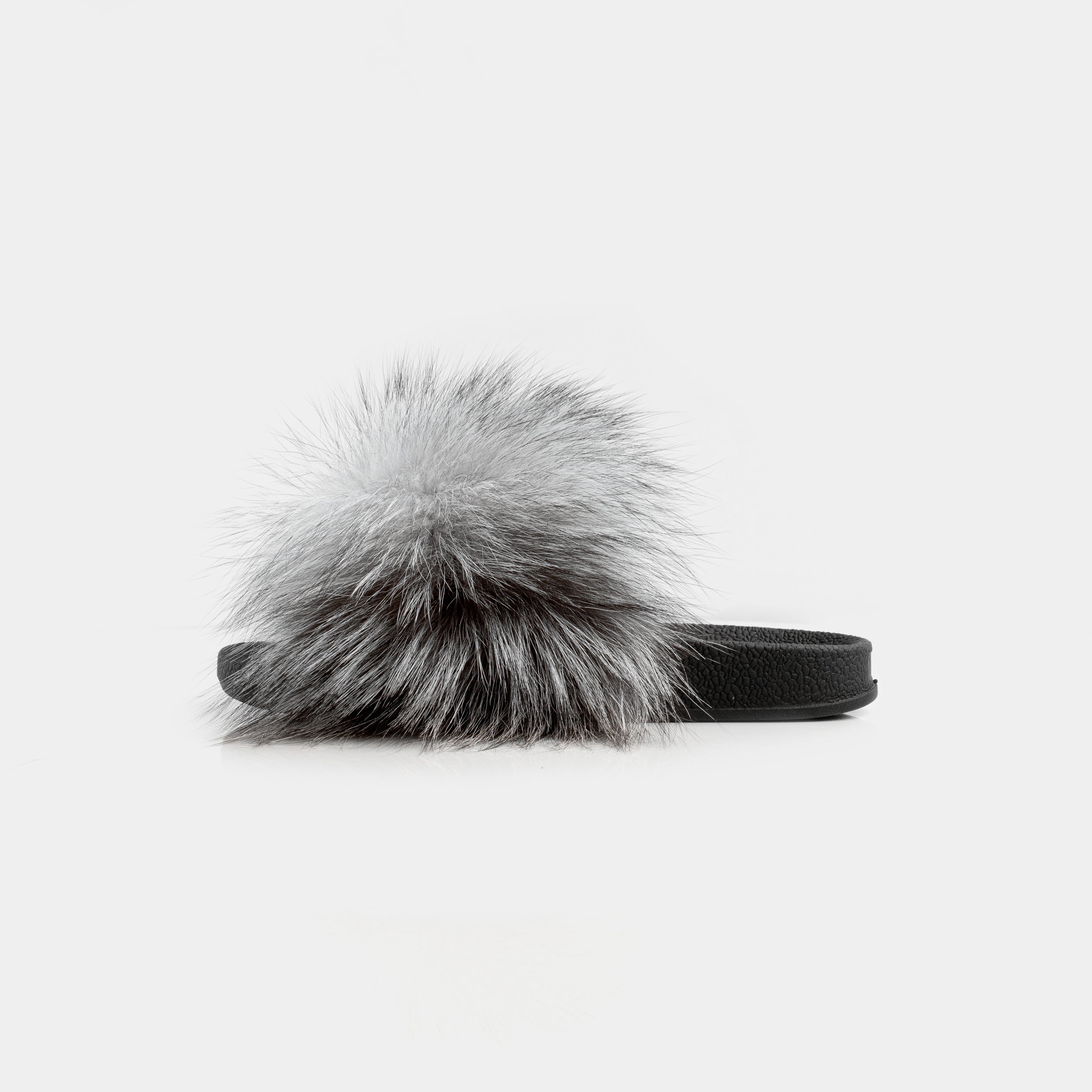 St. Moritz - Silver Gray Fox Fur Slipper