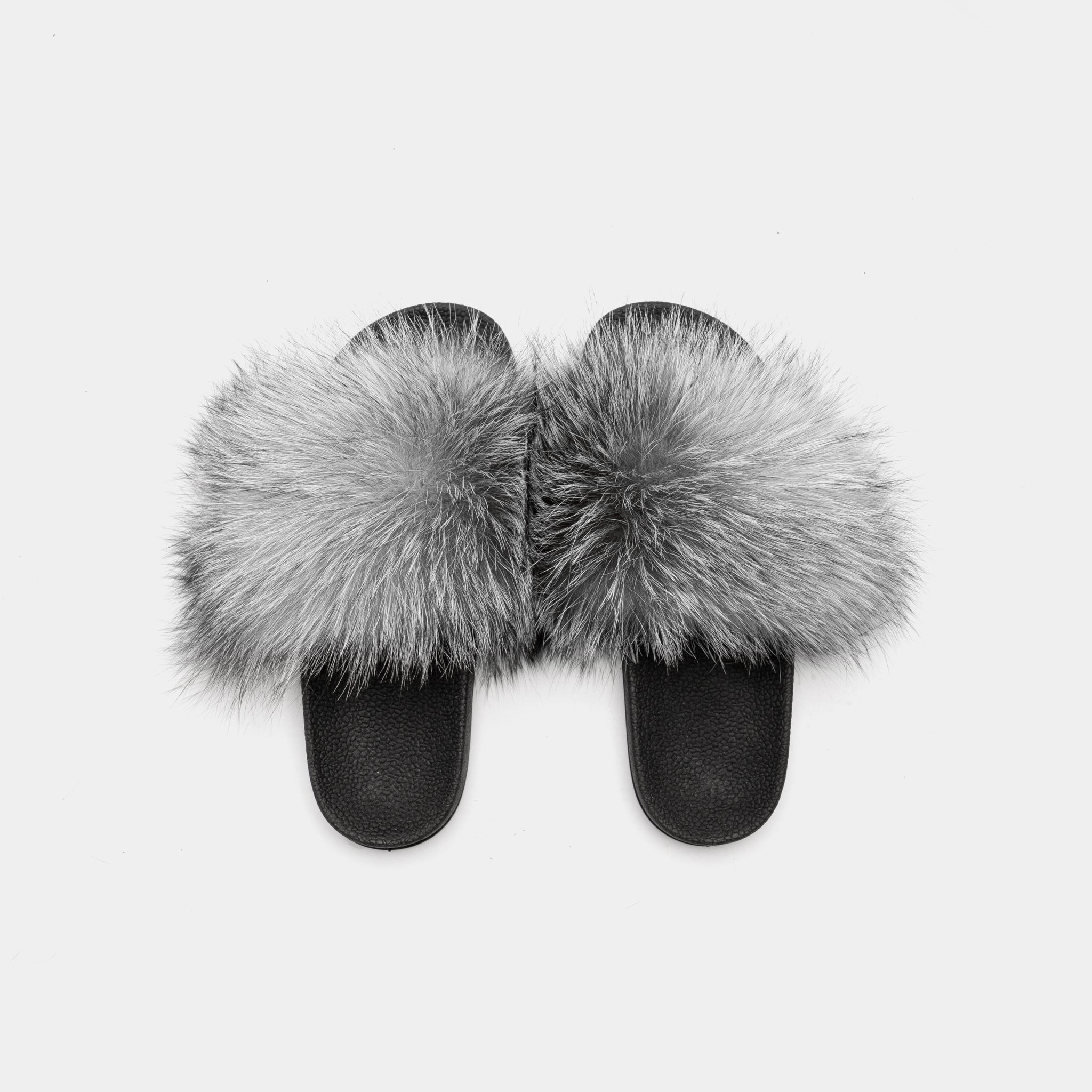 St. Moritz - Silver Gray Fox Fur Slipper