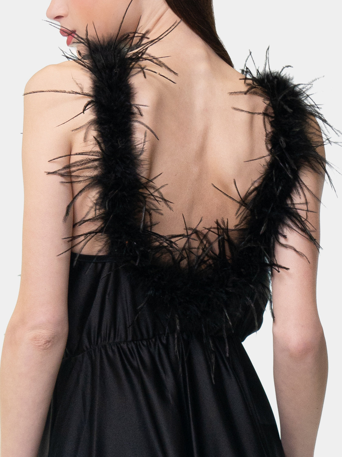 PIETRASANTA - Dress with feathers on the neckline - Black