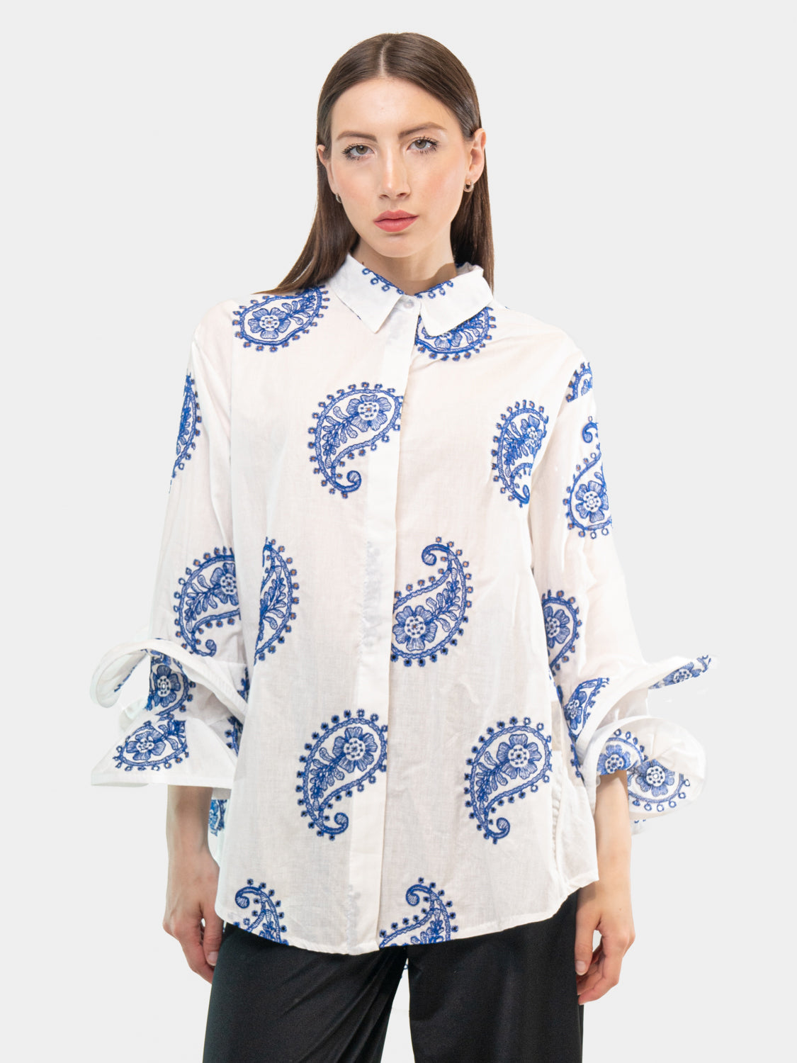 Camicia FLAMENCO - Fantasia Floreale Blu