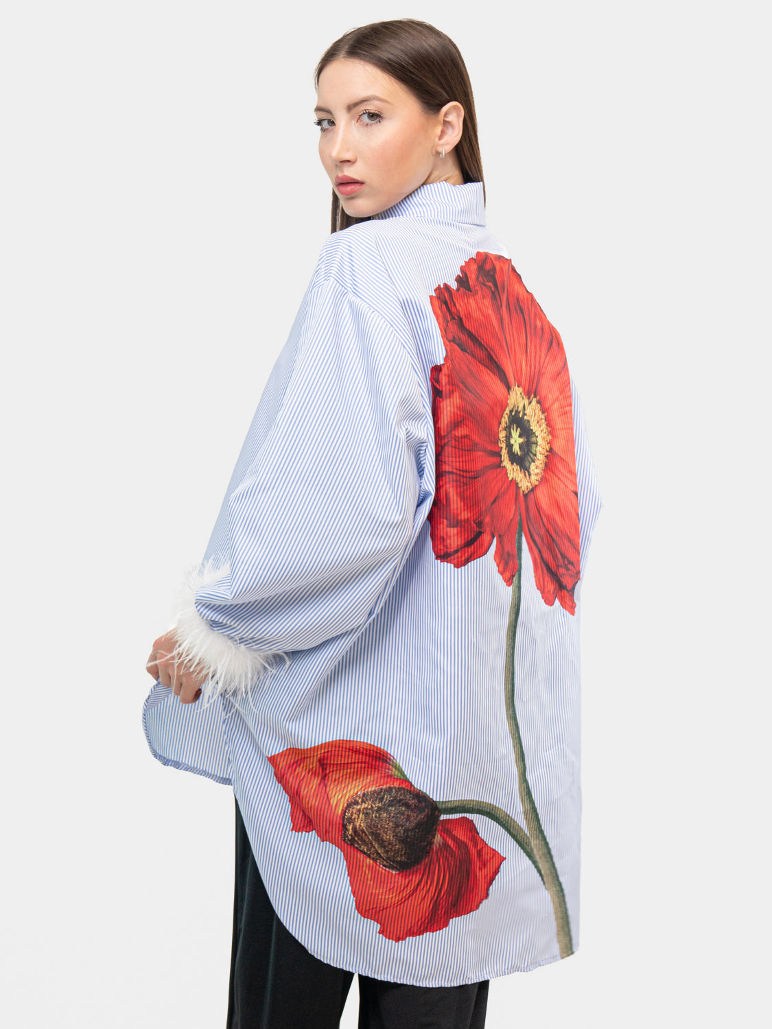 HAVANA Shirt - White with Red Poppy on Bust and Back