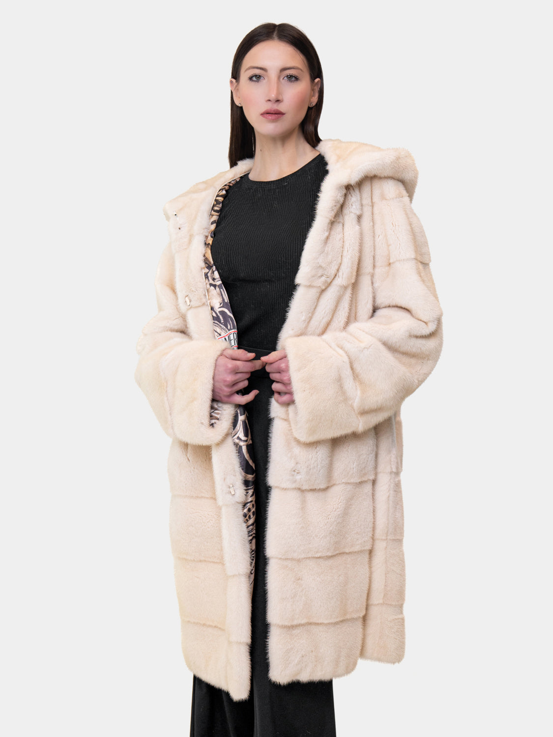 Gray Mink Coat with Hood